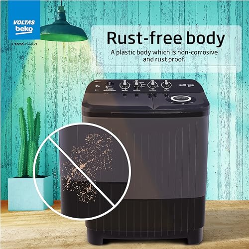 Voltas beko, A Tata Product 9 kg 5 Star Semi-Automatic Twin Tub Top Load Washing Machine, (WTT90UDX/BKGR4KPTD, Black, 2023 Model, Special Pulsator wash Method)