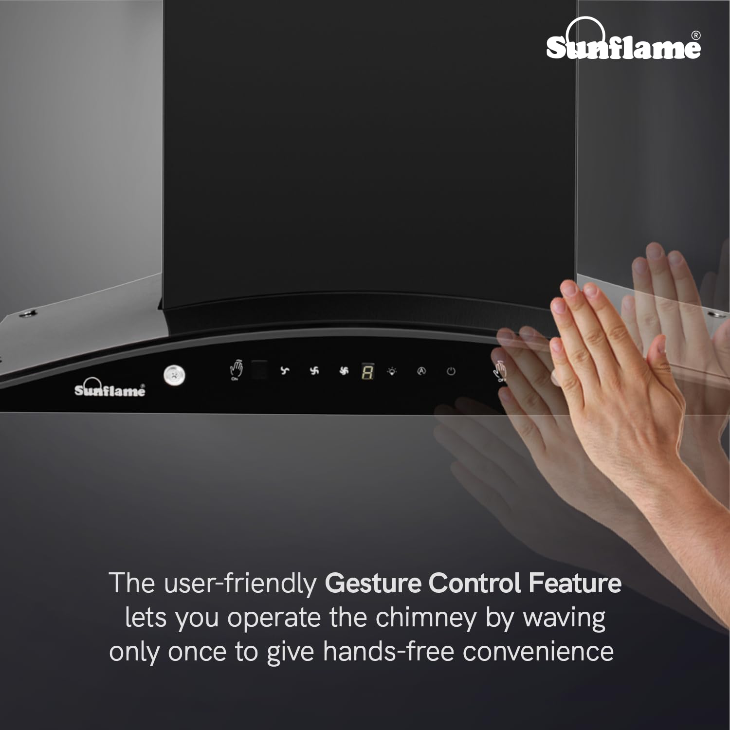 Sunflame Roma High Efficiency Filterless Chimney | 1200 m³/h Suction Capacity | 1-Year Product coverage and 5-Year Motor coverage | Heat Auto-Clean Technology | 60 cm