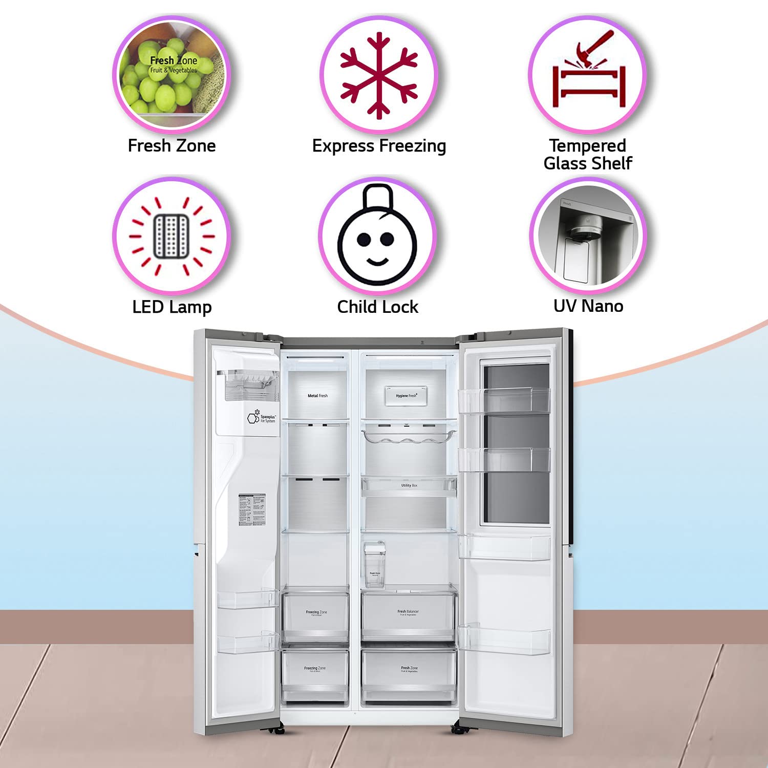 LG 674 L Frost-Free Inverter Linear Compressor Wi-Fi Side-By-Side Refrigerator (GC-X257CSES, Noble Steel, Door Cooling+, Hygiene Fresh+, Water and Ice Dispenser with UV Nano, 2022 Model)