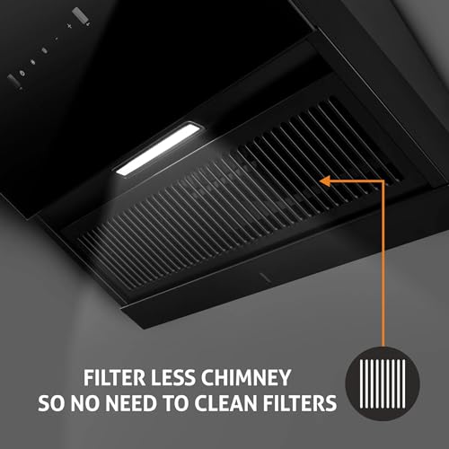 Glen Auto Clean Glass Filterless Chimney with Motion Sensor 1200 m3/h 60cm (CH6064AC60)