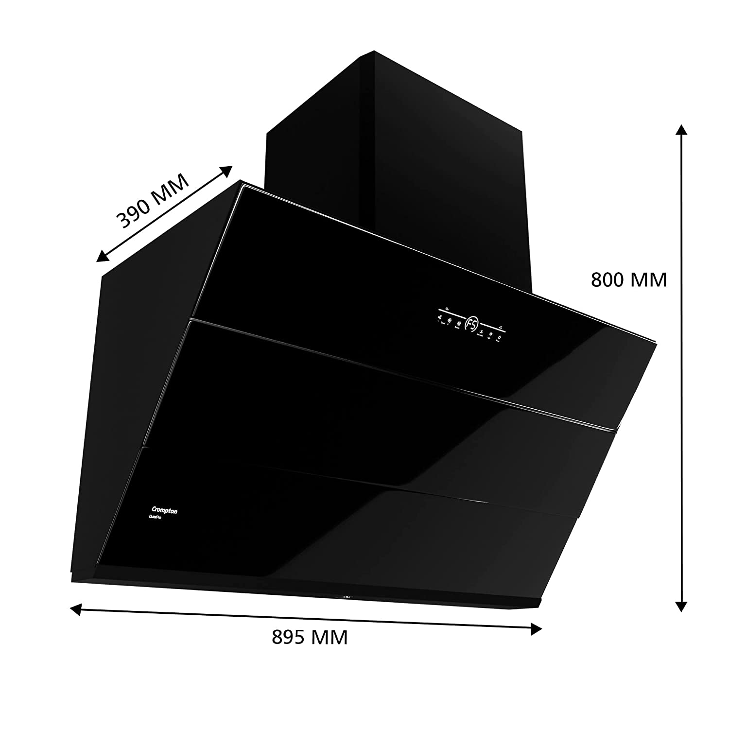 Crompton QuietPro Inverter Motor Inclined 90cm Chimney Filterles (Black), Free installation&Ducting kit,1710 m³/hr (CHD-QPVI90FLE-MBL)