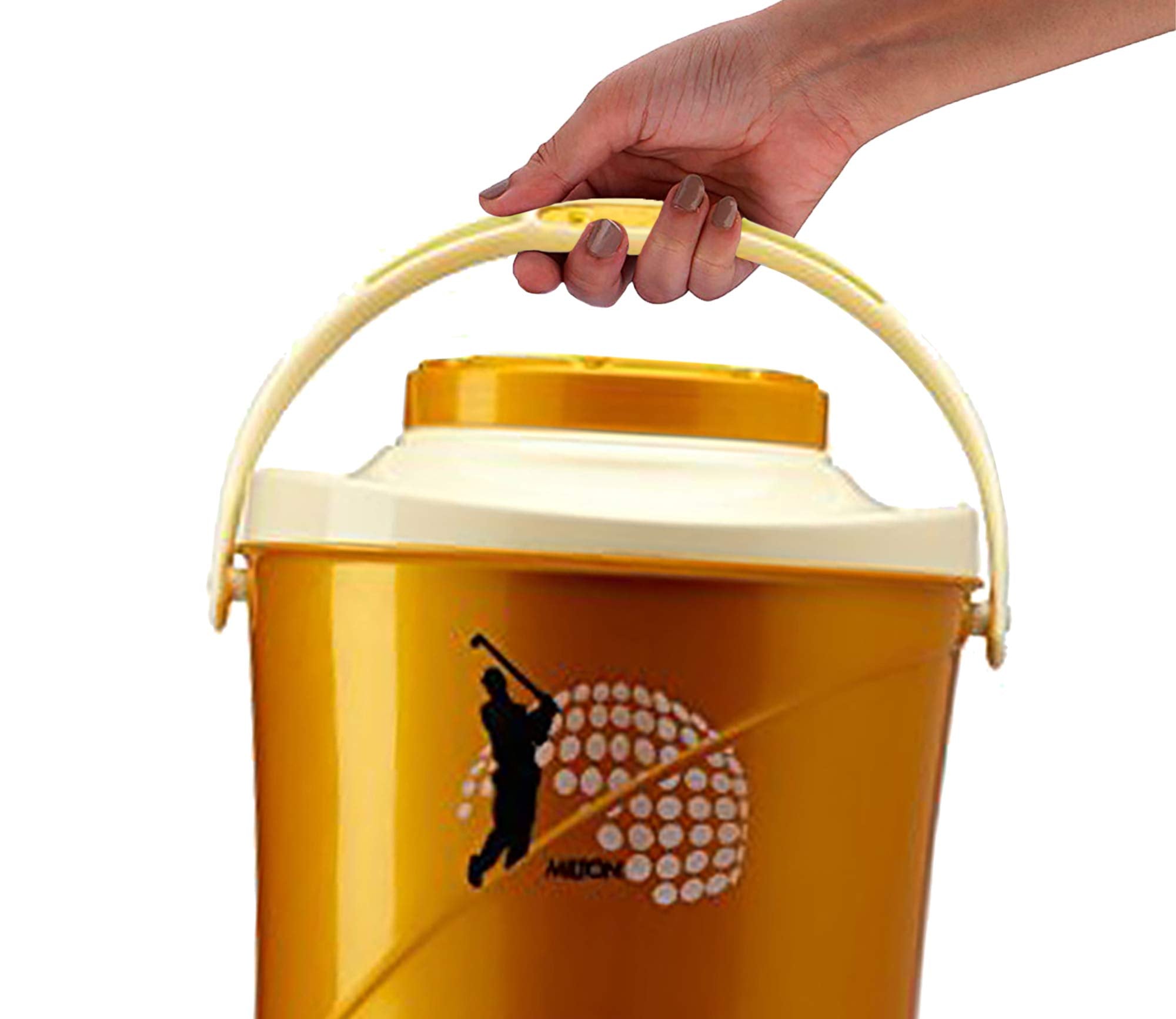 Milton Kool Stallion 10 Insulated Plastic Water Jug, 9.7 litres, Golden Yellow, 1 Piece | Food Grade | Easy to Carry | BPA Free | Ideal for Travel | Picnic | Homes | Office | Shops | Clinics