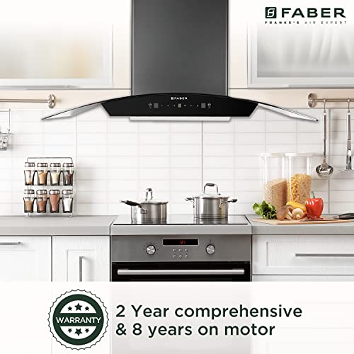 Faber 90cm 1200 m3/hr, Autoclean Chimney || Filterless || 8Yr on Motor, 2Yr Comprehensive Warranty | Italian design - Made in India (HOOD POLO IN HC SC BK 90, Touch & Gesture Control, Black)