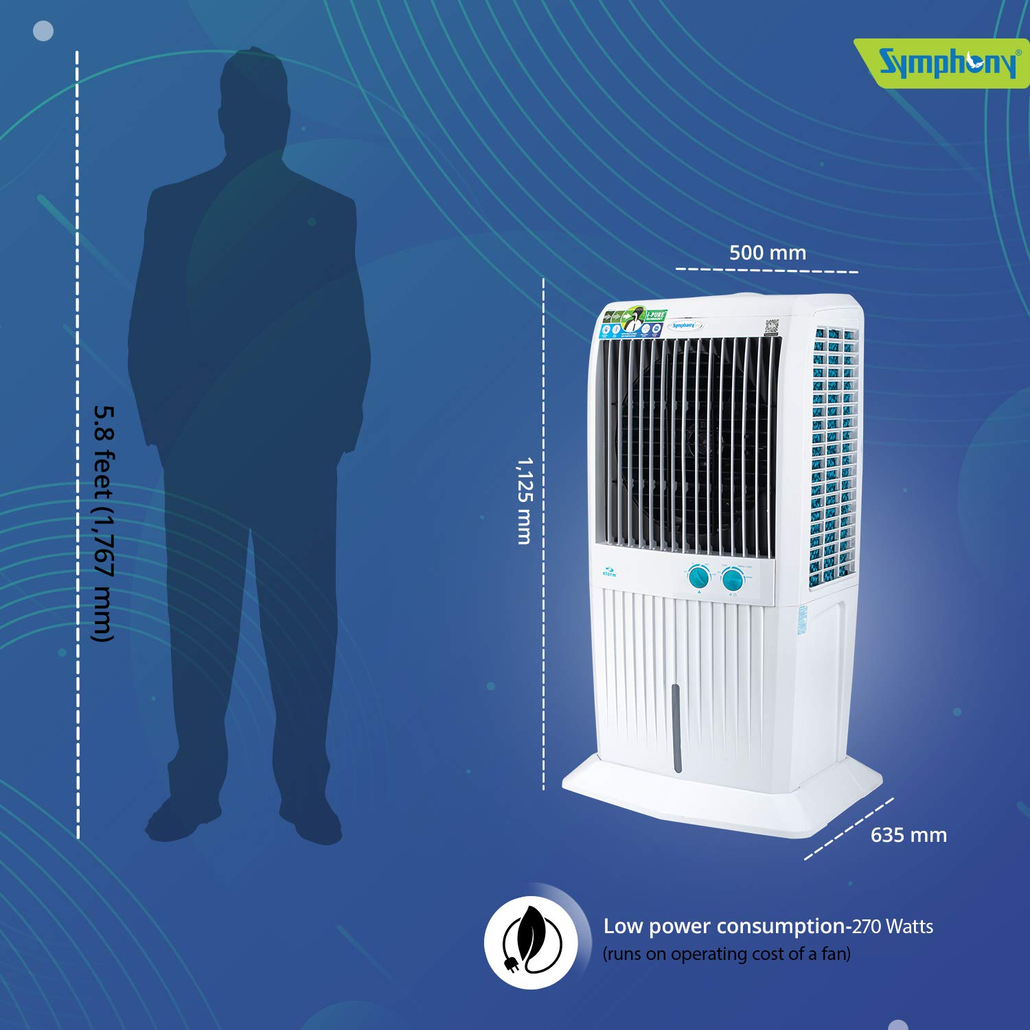 Symphony Tower Cooler - 70 L, White