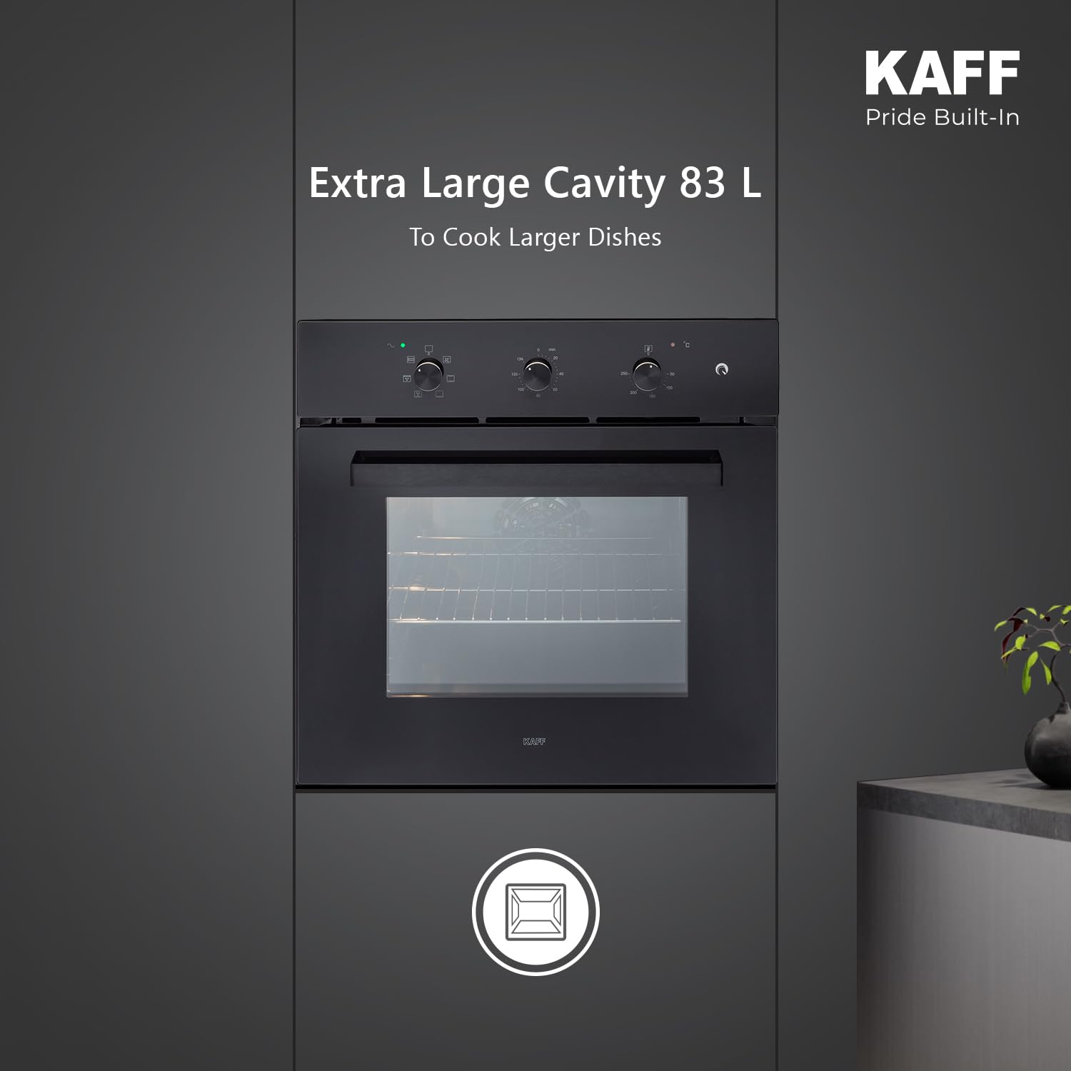 Kaff OV 83 ML7 Built-in Microwave Oven 83L Full Black Tempered Glass, 3 Layer Door (Black)