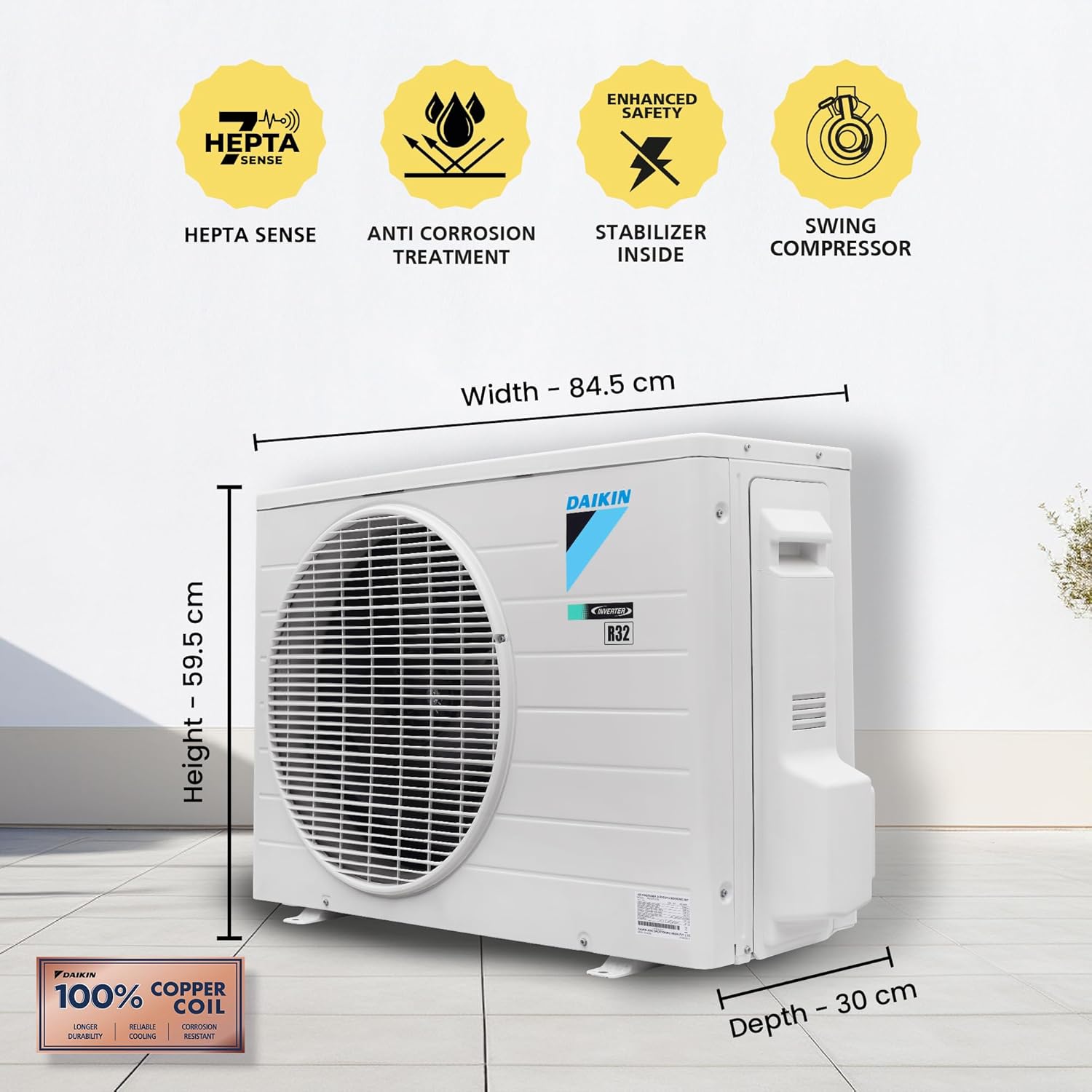 Daikin 1.5T 5 Star Inverter Split AC (Copper, PM 2.5, FTKU50UV16VF) - Efficient Cooling for Cleaner Air