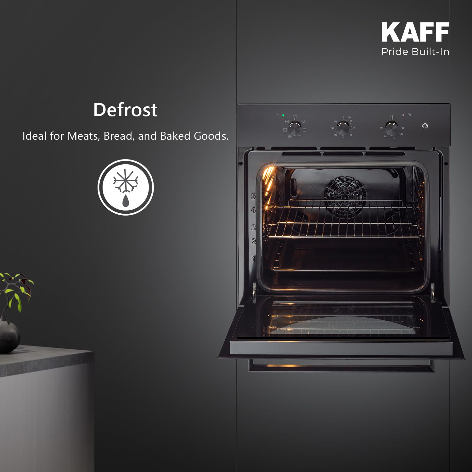 Kaff OV 83 ML7 Built-in Microwave Oven 83L Full Black Tempered Glass, 3 Layer Door (Black)