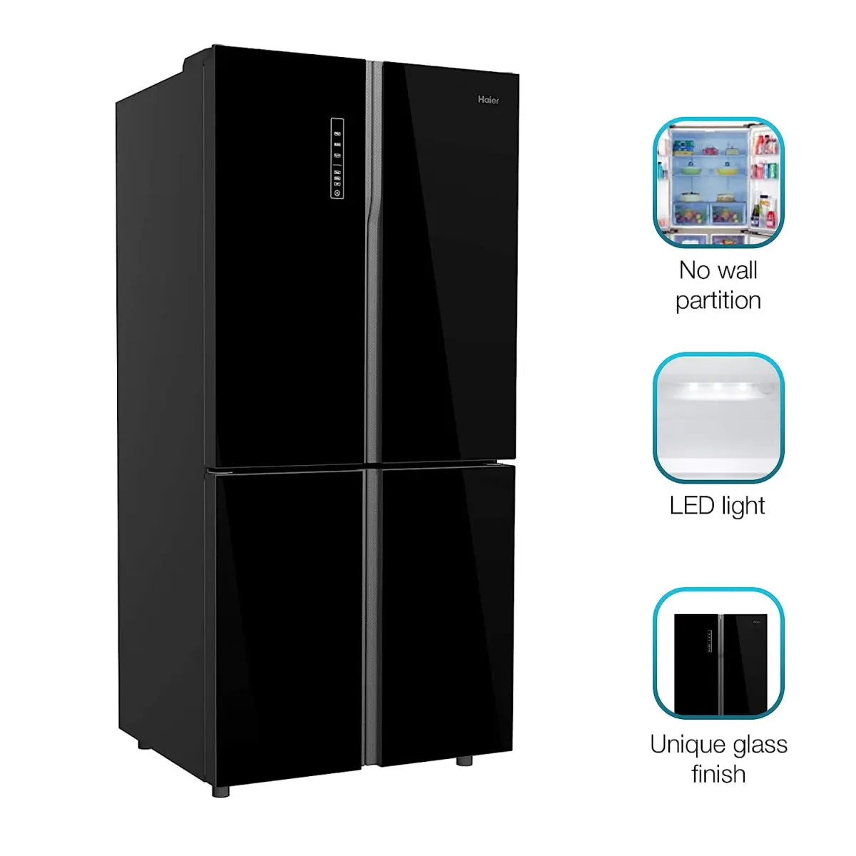 Haier 712 L Inverter Frost-Free Side-by-Side Refrigerator with Twin Inverter Technology (HRB-738BG, Black Glass)