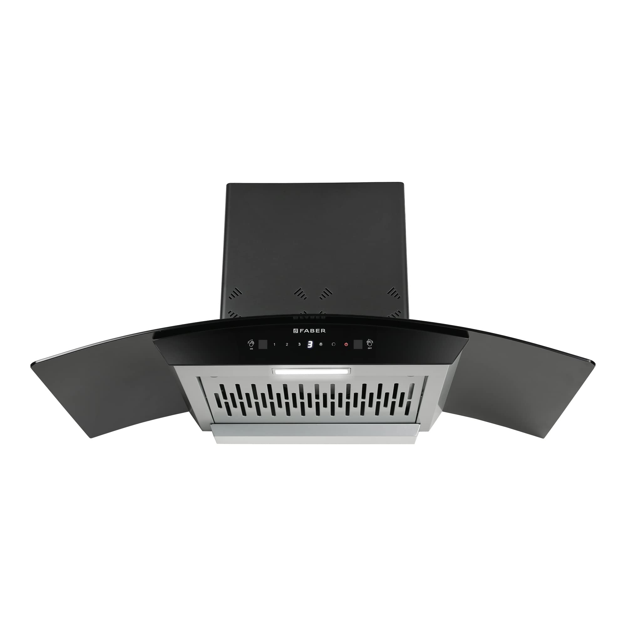 Faber90cm 6 way Silent Suction,1250m3/hr, Autoclean Chimney, 12Yr Warranty on Motor(2Yr Comprehensive) Autoclean Alarm(HOOD EVEREST 3D IN HC SC FL LG 90, Filterless, Touch&Gesture Control, Li