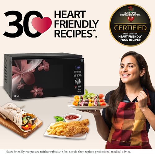 LG 32 L Scan to Cook Wi-Fi Enabled Charcoal Convection Healthy Microwave Oven (MJEN326PKW, Black, Heart Friendly Recipes & 360° Motorised Rotisserie)