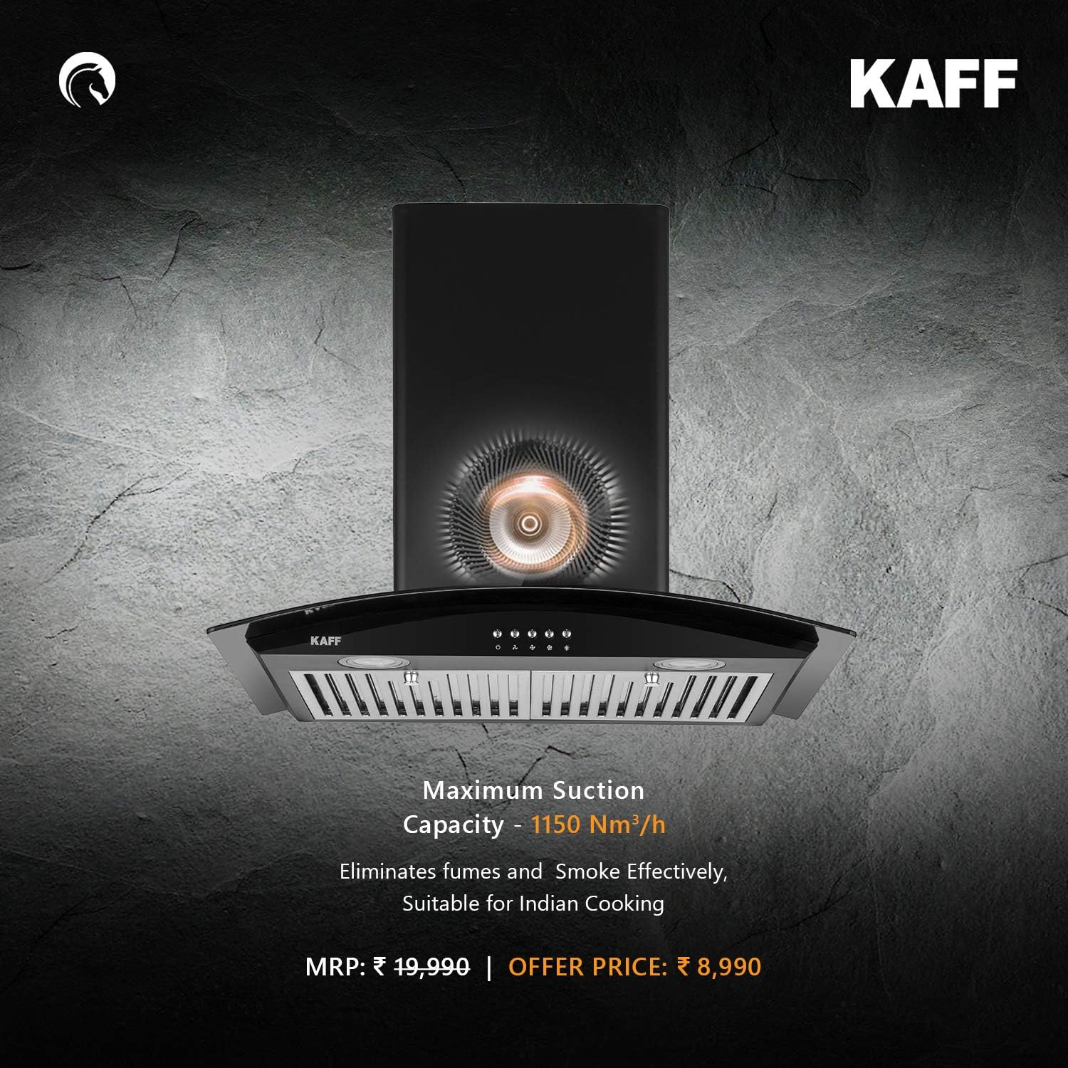 KAFF 60 cm 1150 m3/h Chimney (LUX BF 60, Black)