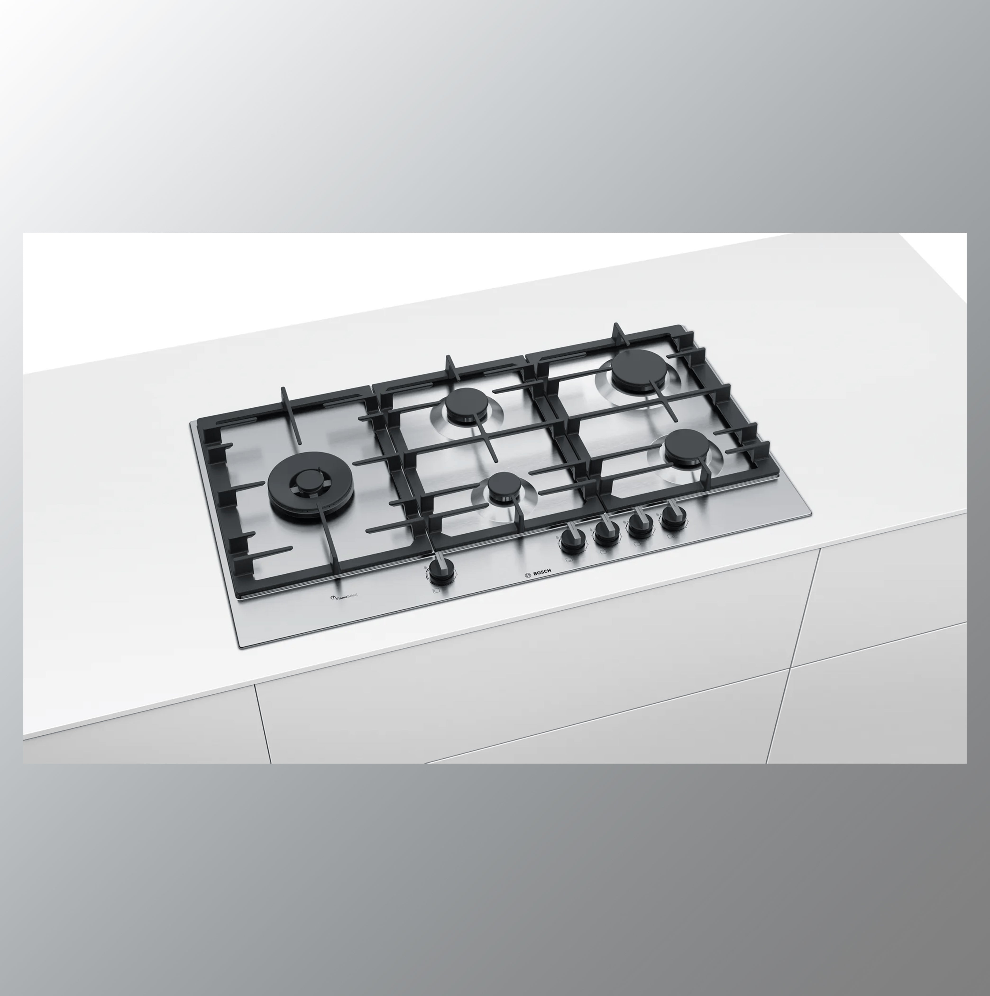 Bosch Built in Gas Hob Stainless Steel 5 Burner Silver PCS9A5C90I