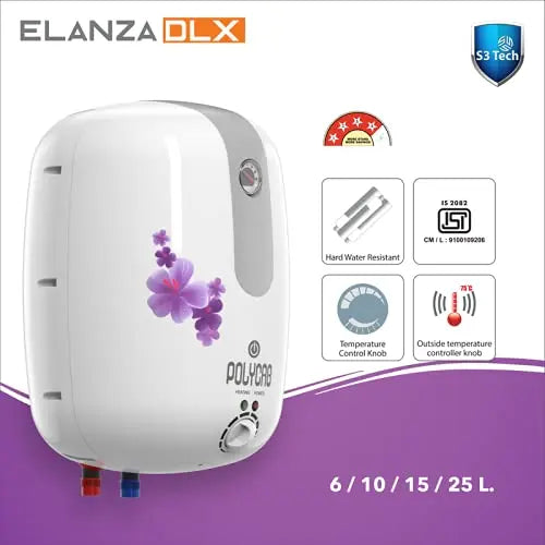Polycab Elanza DLX 25 Ltr Electric Storage Water Heater (Cotton White)