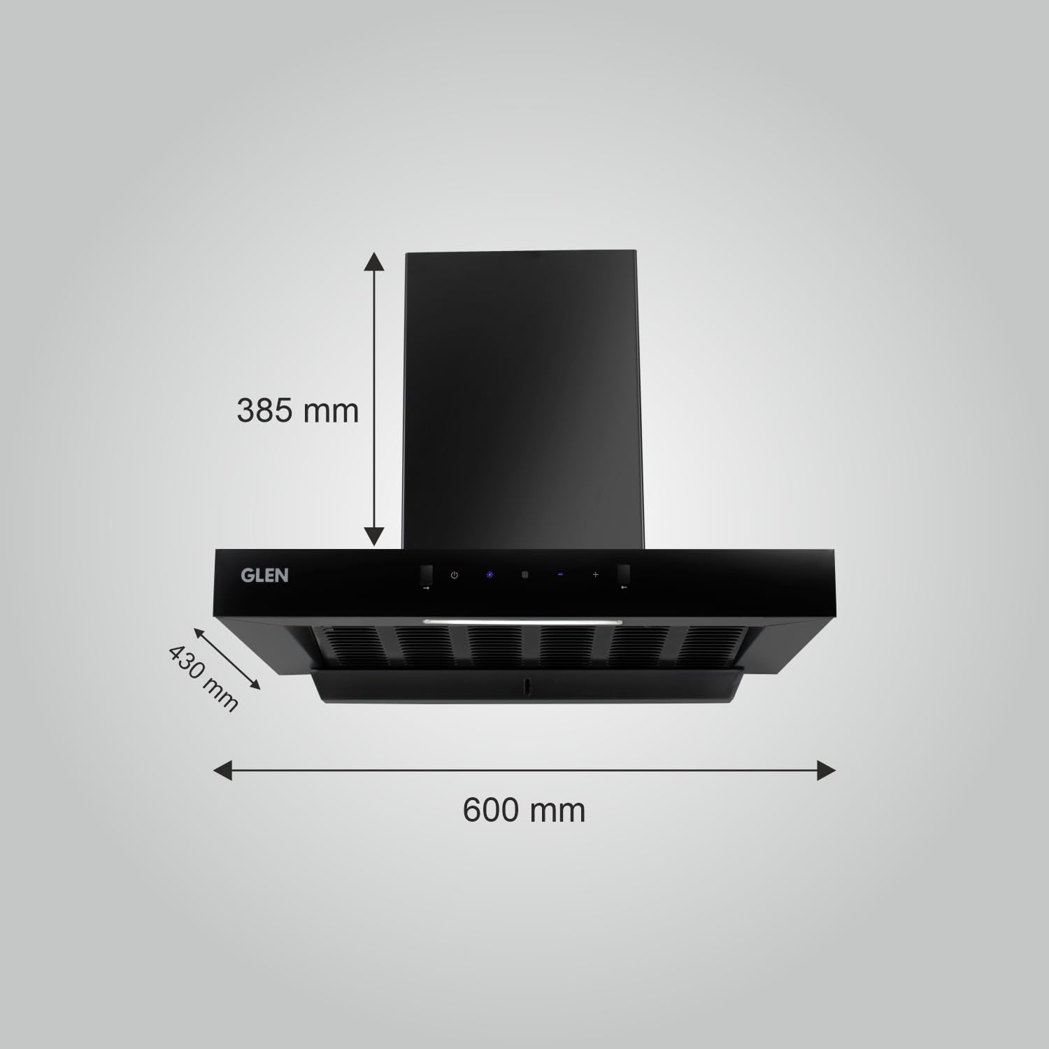 GLEN 60 cm 1200 m3/hr Auto-Clean Filterless Kitchen Chimney (Hood Anya,Touch+Motion Sensor Controls,Black)