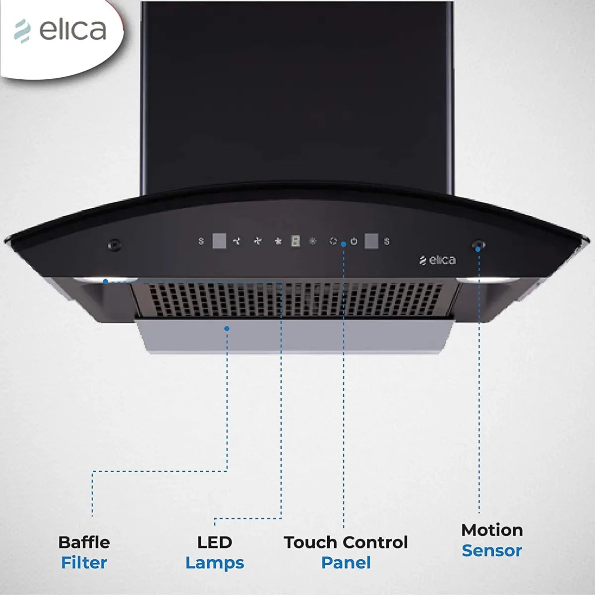 Elica 60 cm 1200 m3/hr Filterless Auto Clean Chimney with Free Kit (TBFL HAC TOUCH 60 MS, Touch + MS Control, Black)