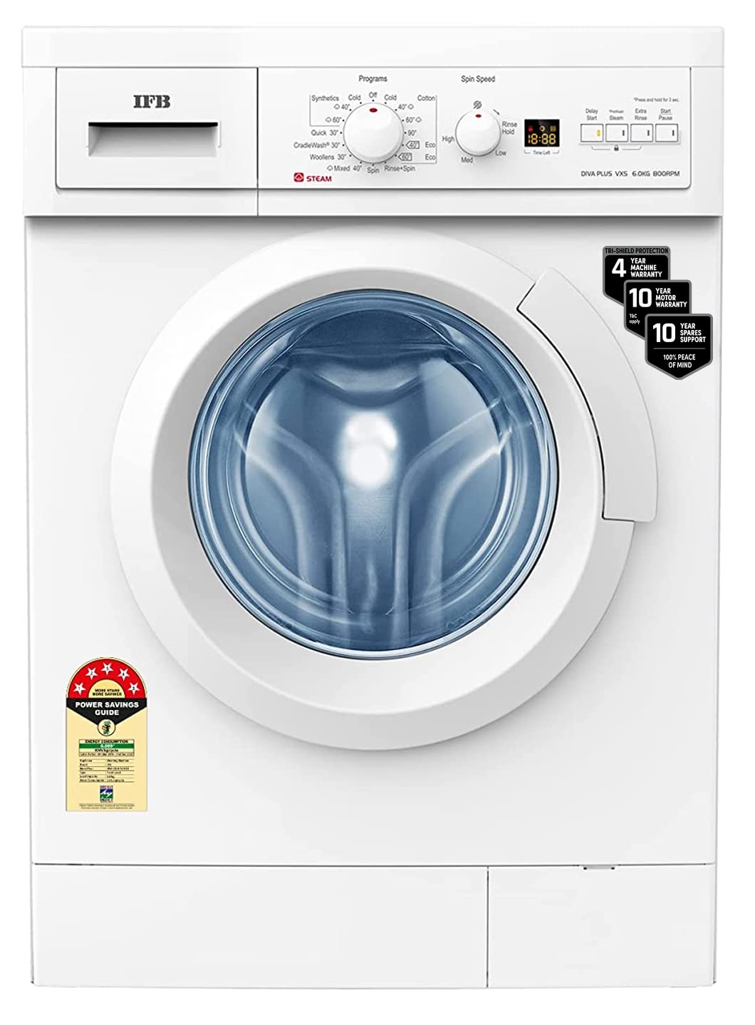 IFB 6 Kg 5 Star Front Load Washing Machine DIVA PLUS VXS 6008 White