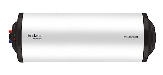 Hindware Atlantic Cristallo Slim 10L Horizontal Storage Heater (Geyser) White, Wall Mounting
