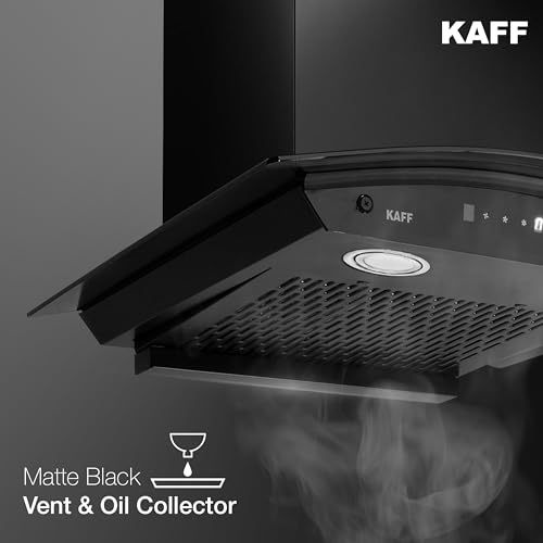 KAFF K-Series KEC 90A Curved Glass Filterless Auto Clean Kitchen Chimney, 90 CM, 1450 m3/hr Suction Capacity with Touch & Motion Sensor, 2 Years Comprehensive Warranty and Lifetime on Motor*