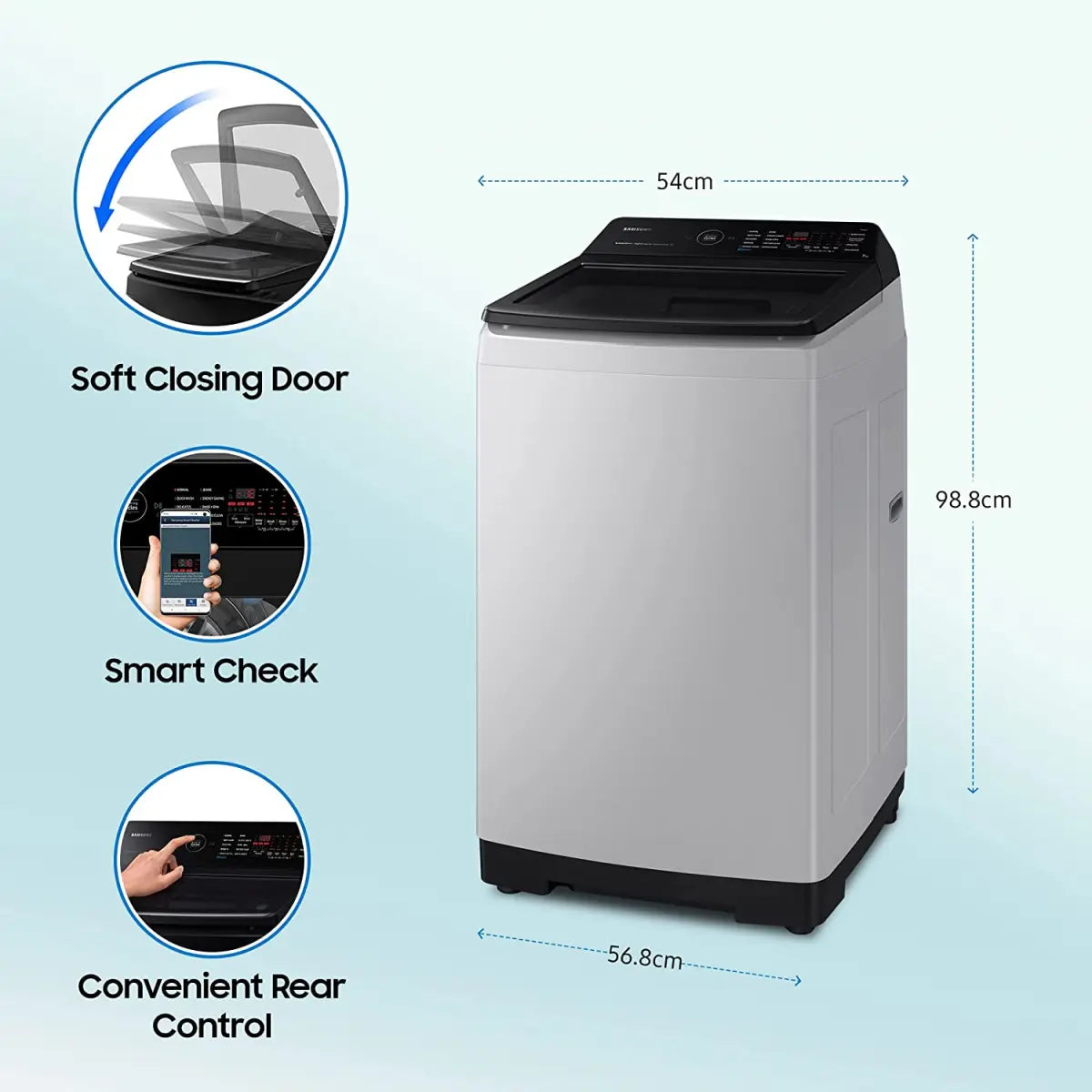 Samsung Washing machine WA70BG4582BYTL 5 Star Fully-Automatic 7kg  Lavender Grey  L
