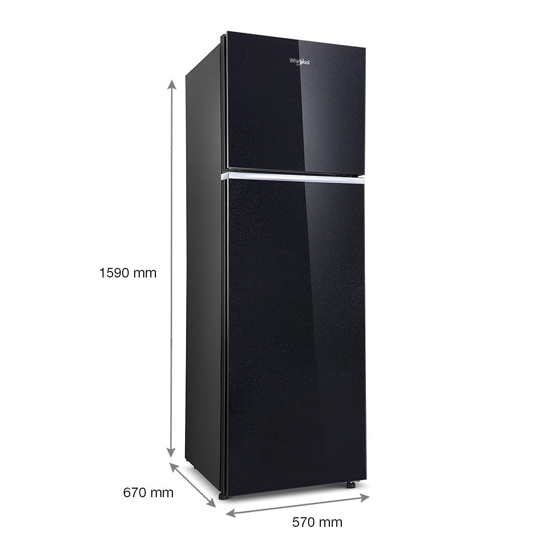 Whirlpool 265 L 2 Star Frost-Free Double Door Refrigerator (NEOFRESH GD PRM 278 2S, Crystal Black, Glass Door, 2022 Model)