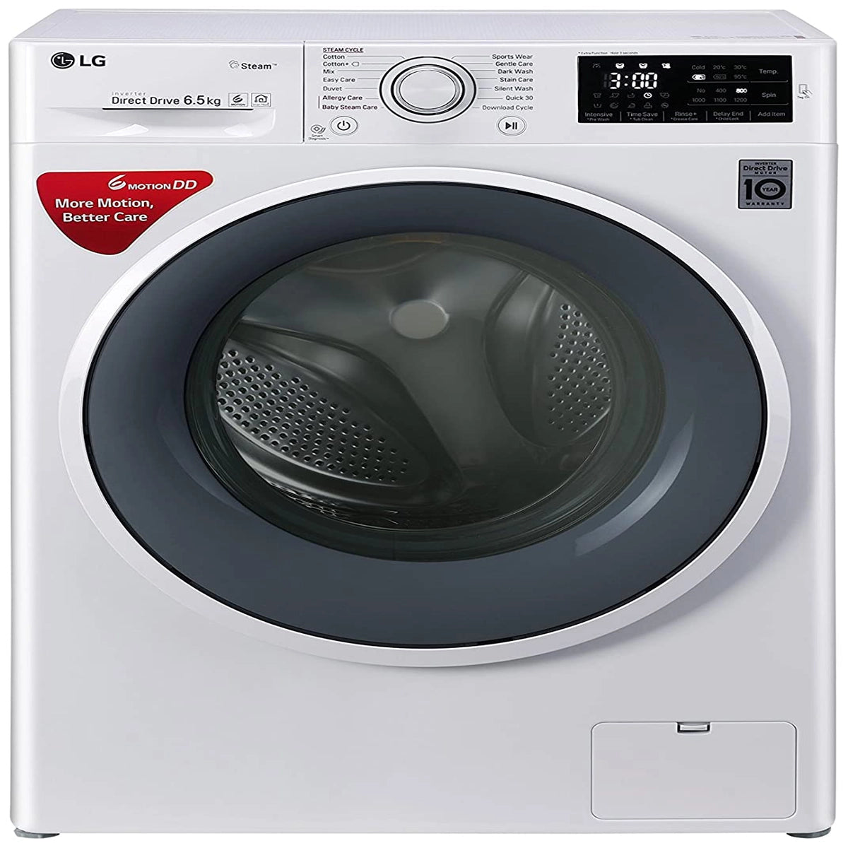 LG 6.5 kg Inverter Fully-Automatic Front Loading Washing Machine (FHT1265SNW, Blue and White)