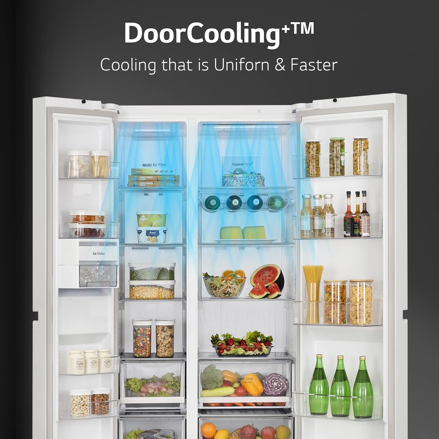 LG 655L Frost-Free Inverter Wi-Fi Side-By-Side Refrigerator (GL-B257DLWX) with Door Cooling+ & Hygiene Fresh - Linen White