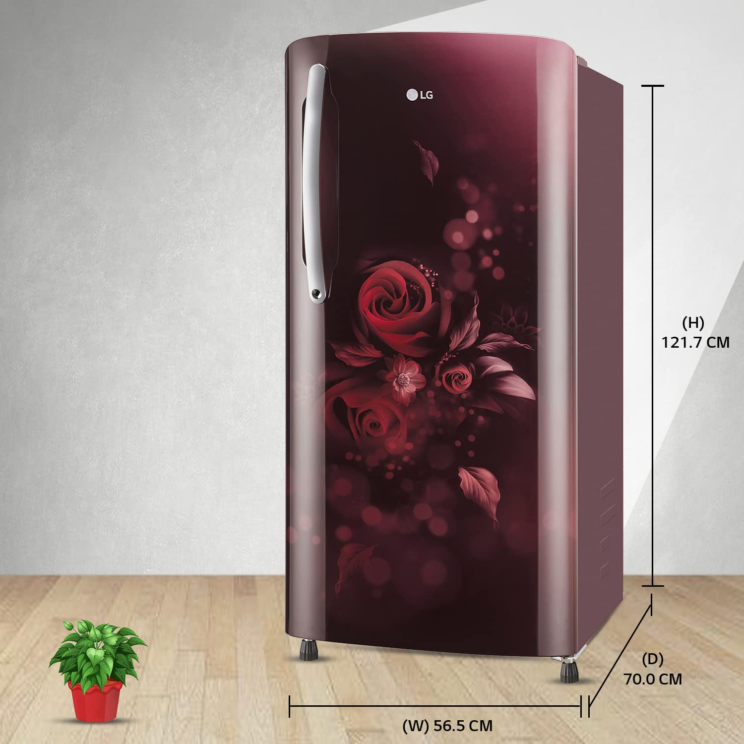 LG 204 L 5 Star Inverter Direct-Cool Single Door Refrigerator (GL-B211HSEZ, Scarlet Euphoria, With Smart Connect & Fast Ice Making, 2022 Model)