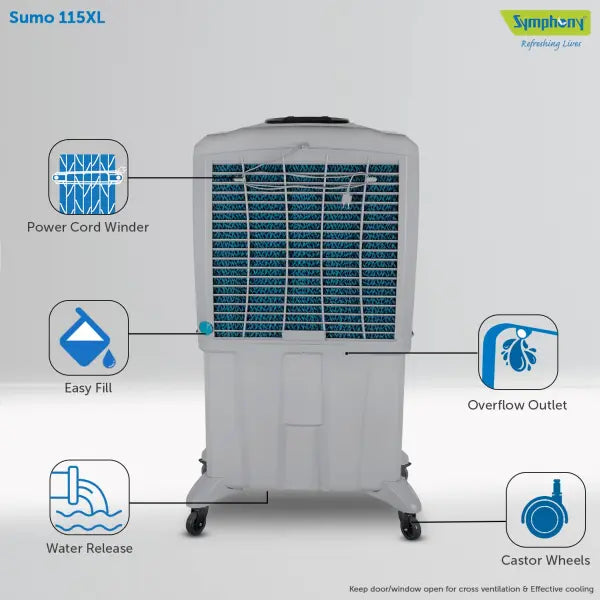 Symphony Sumo 115 XL Powerful Desert Air Cooler 115-litres (Grey)