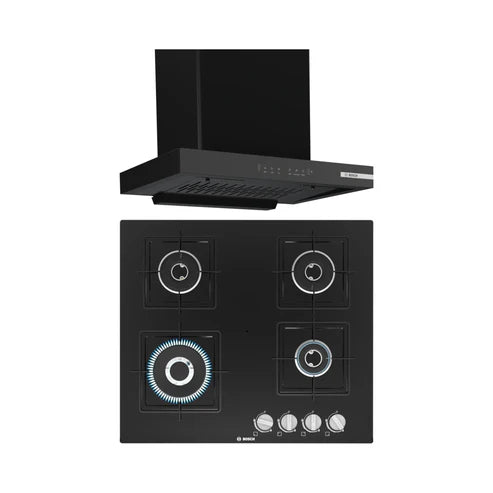 Bosch 60cm Chimney DWB68IJ60I + Bosch 60cm 4 Burner Hob PNH6B6B12I