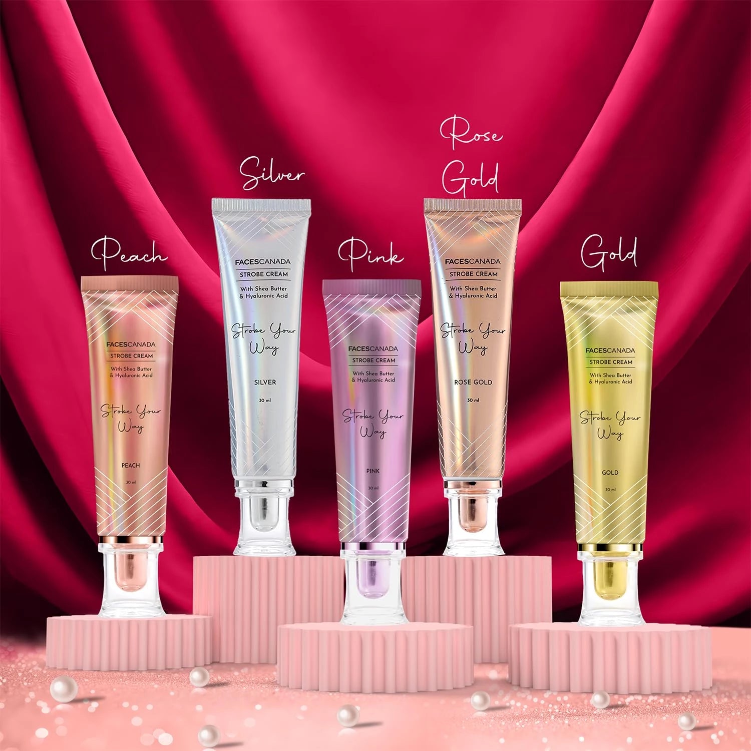 FACES CANADA Strobe Cream - Pink, 30ml | Primer + Highlighter + Moisturizer | Shea Butter & Hyaluronic Acid | Intense Hydration | Flawless Radiant Dewy Skin | Illuminating & Glowing Makeup Base