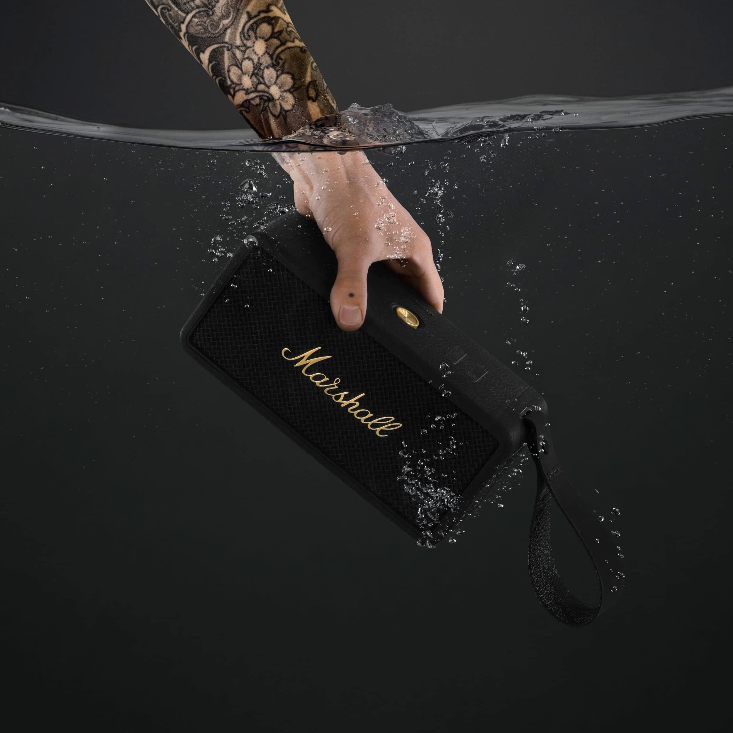 Marshall Middleton 60 W Portable Bluetooth Speaker, Black and Brass