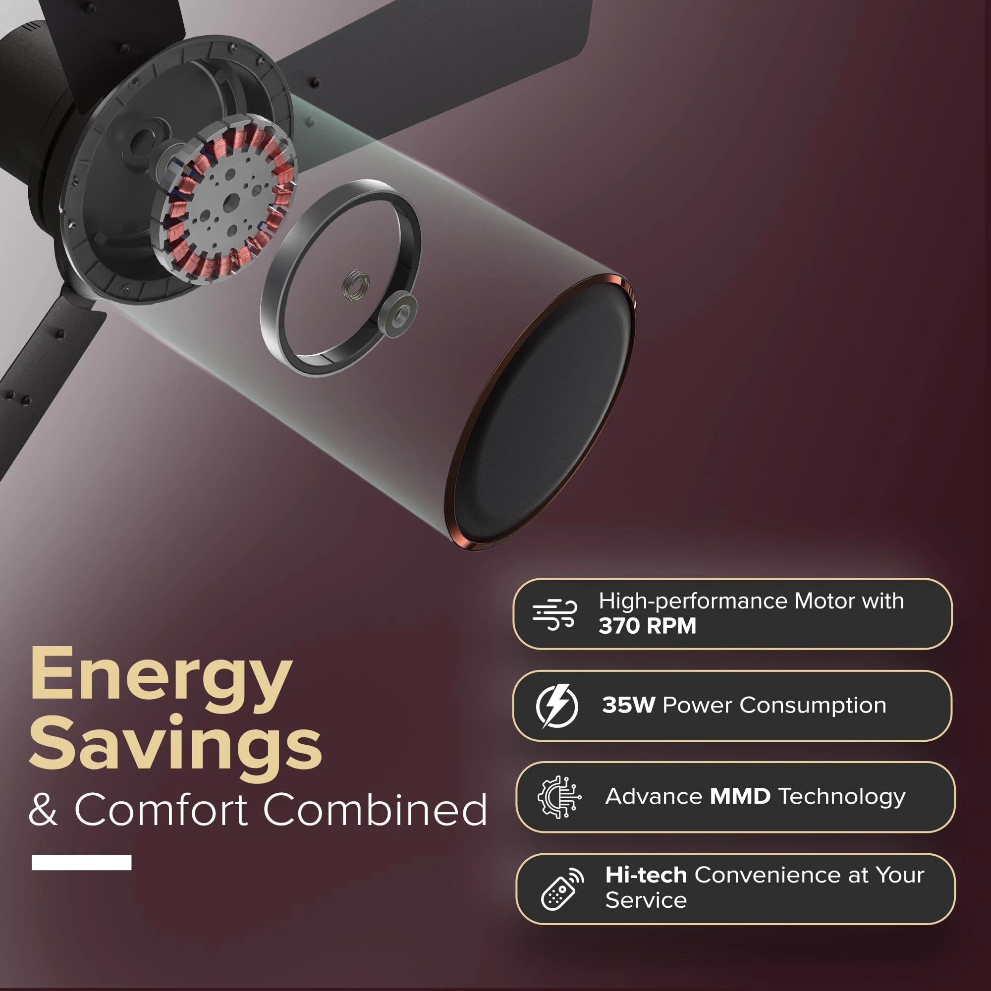 V-Guard Ecowind Prime BLDC Ceiling Fan | Energy Efficient 5 Star | 5 Speed Settings | Remote Control | Matte Brown | 1.2M
