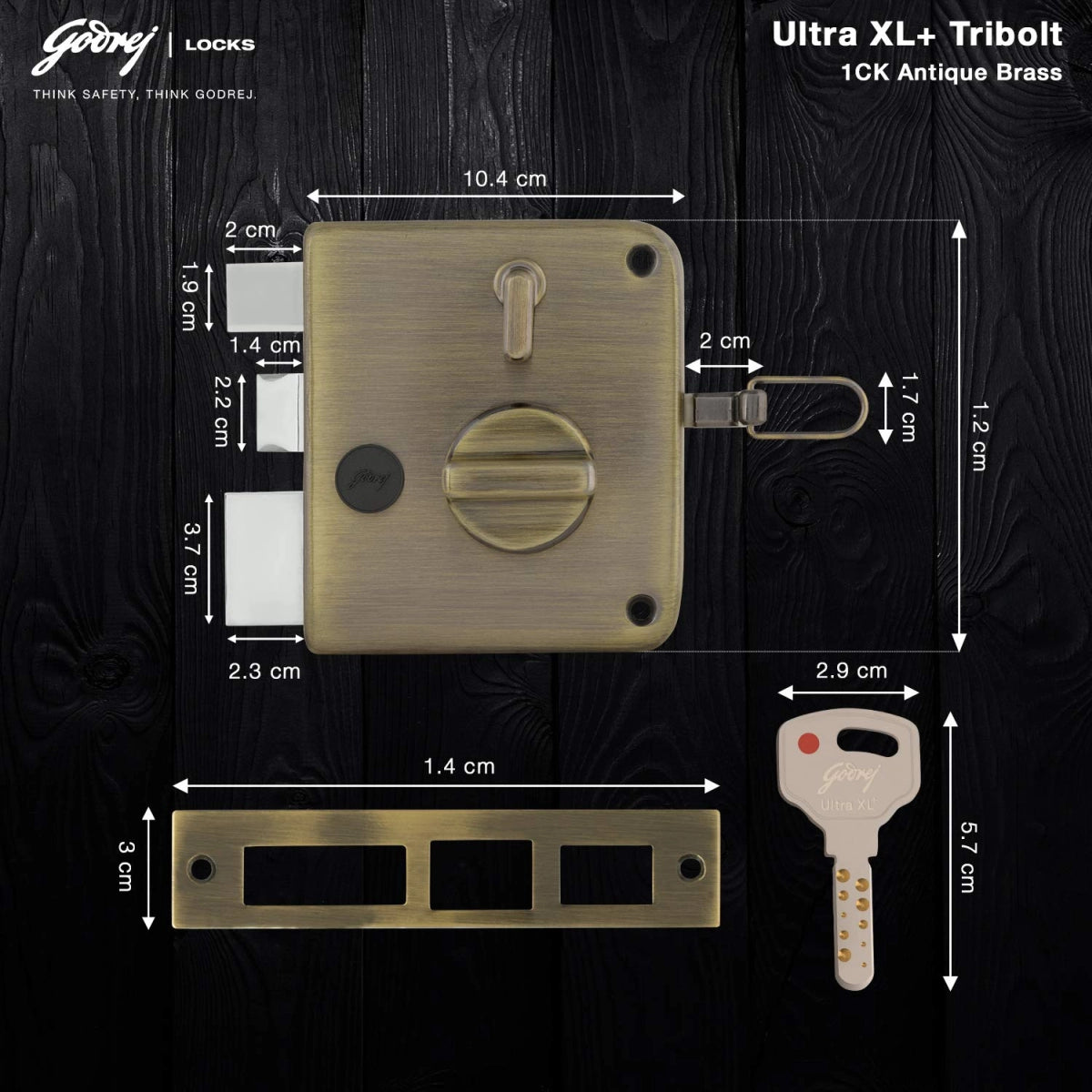 Godrej Ultra XL+ Tribolt 1CK outside opening Antique Brass