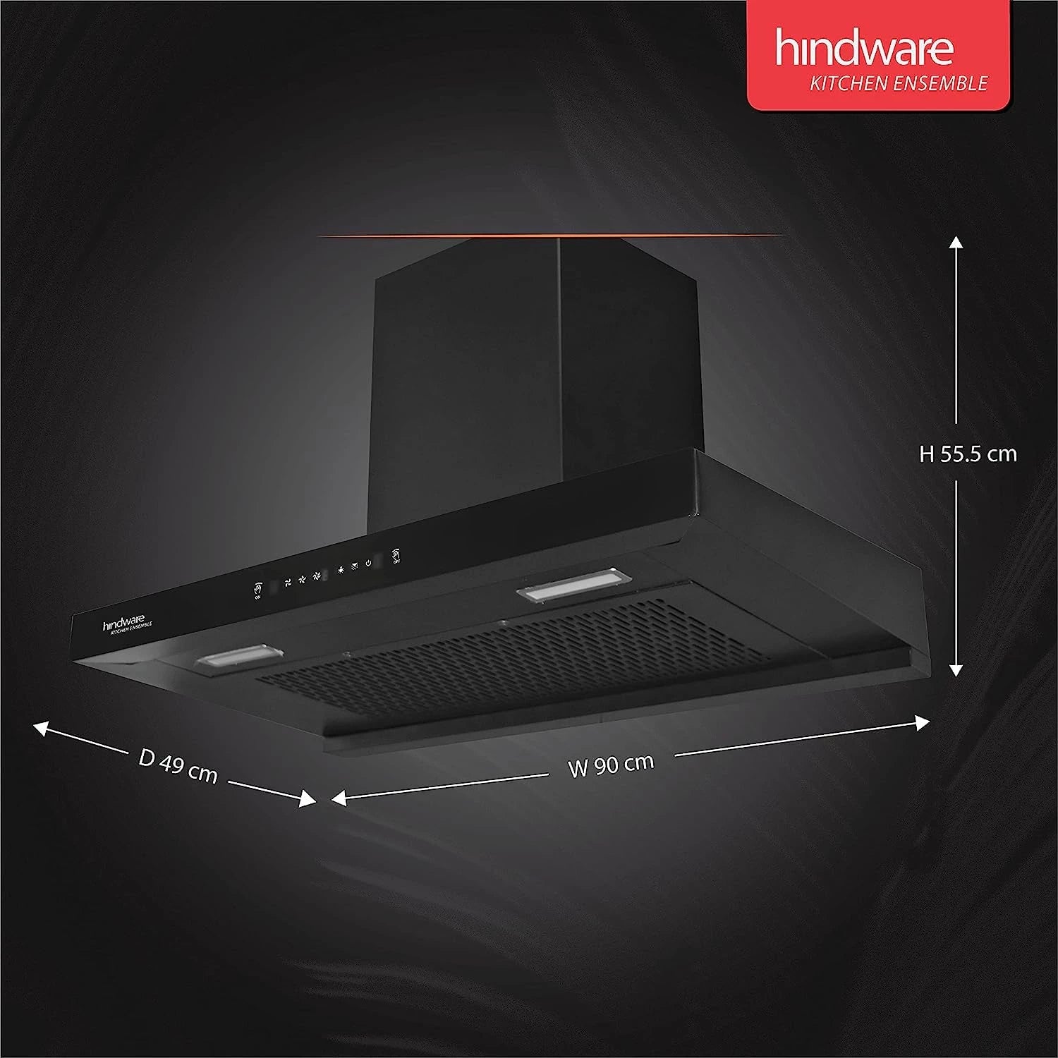 Hindware Kitchen Chimney Darcia 90 Autoclean 1200m3/hr Motion sensor