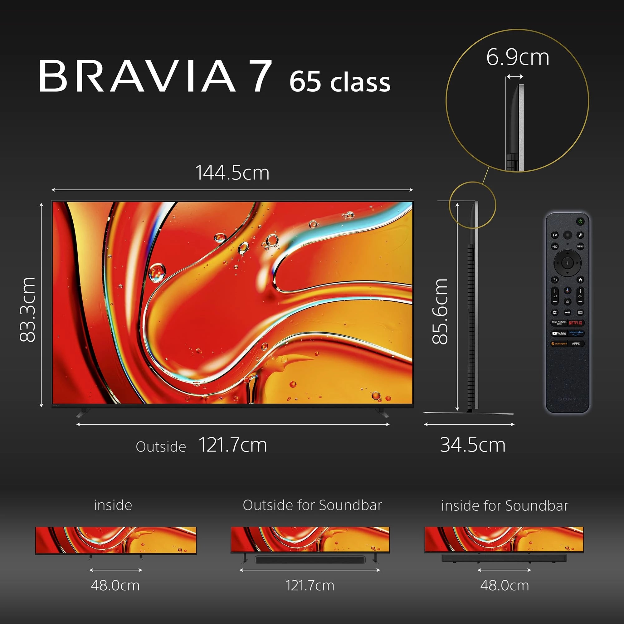 Sony 164 cm (65 inches) BRAVIA 7 4K Ultra HD AI Smart Mini LED Google TV K-65XR70 (Black)