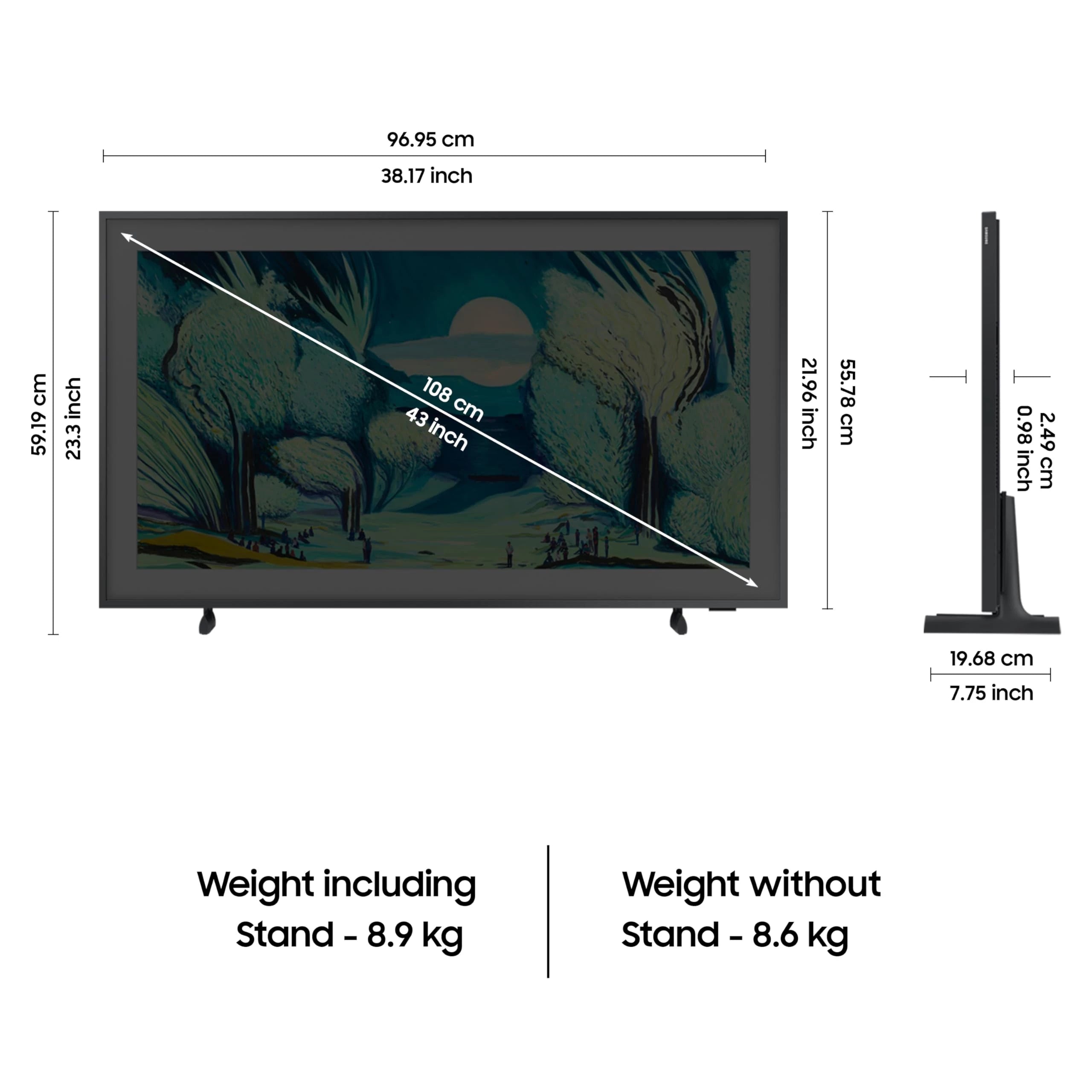 Samsung 108 cm (43 inches) The Frame Series 4K Ultra HD Smart QLED TV QA43LS03FAULXL