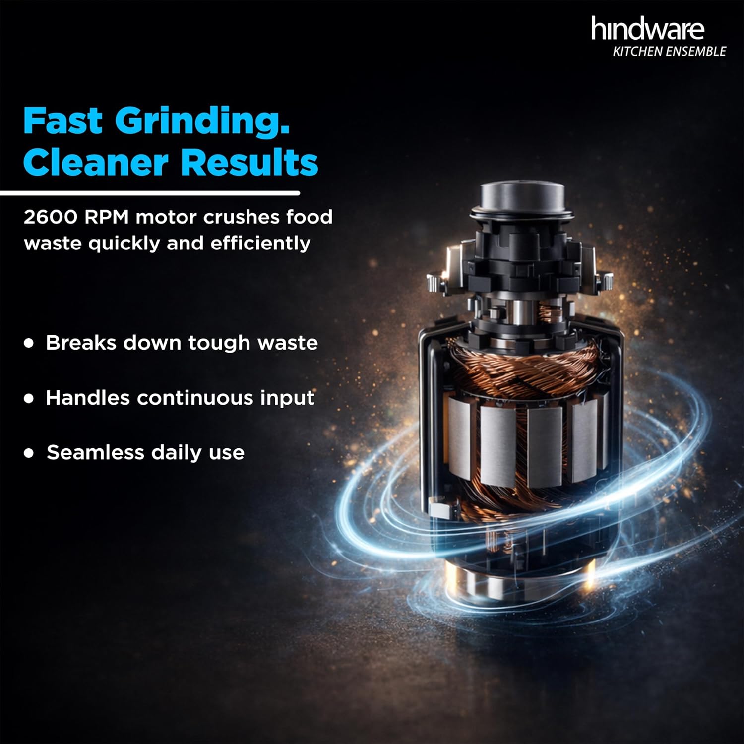 हिंदवेयर FWD-04 फ़ूड वेस्ट डिस्पोजर स्टैंडर्ड-0.5HP (सिल्वर)