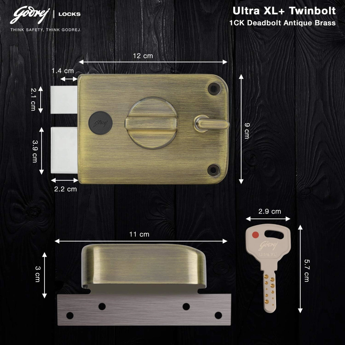 Godrej Ultra XL+ Twinbolt 1CK Antique Brass