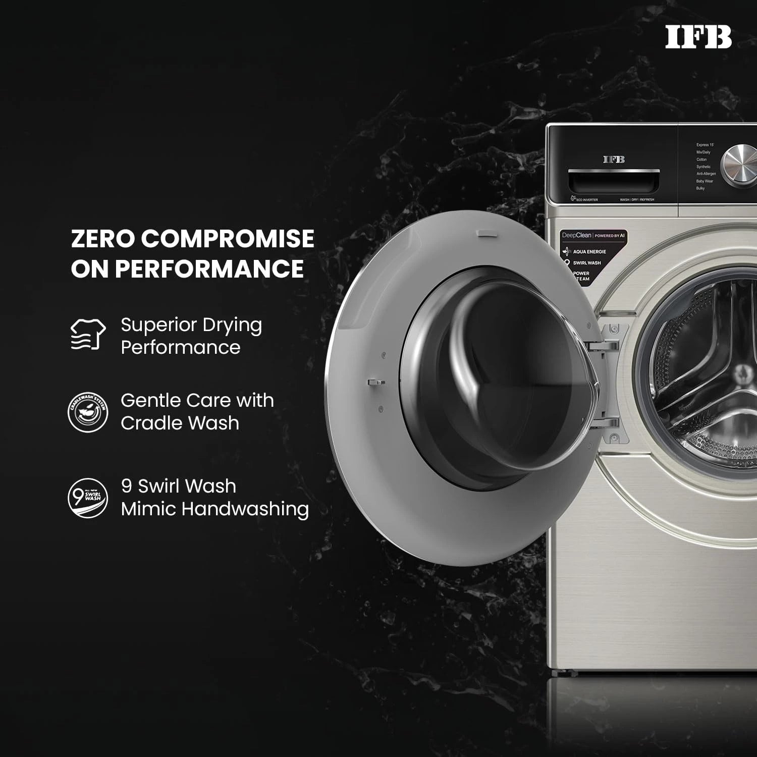 IFB 10 Kg/7 Kg/3 Kg 3-in-1, AI Powered, Fully Automatic Washer Dryer Refresher (IFB Laundrimagic®, EXECUTIVE PLUS ZXV, 9 Swirl Wash, Eco Inverter Technology, SUS VCM)
