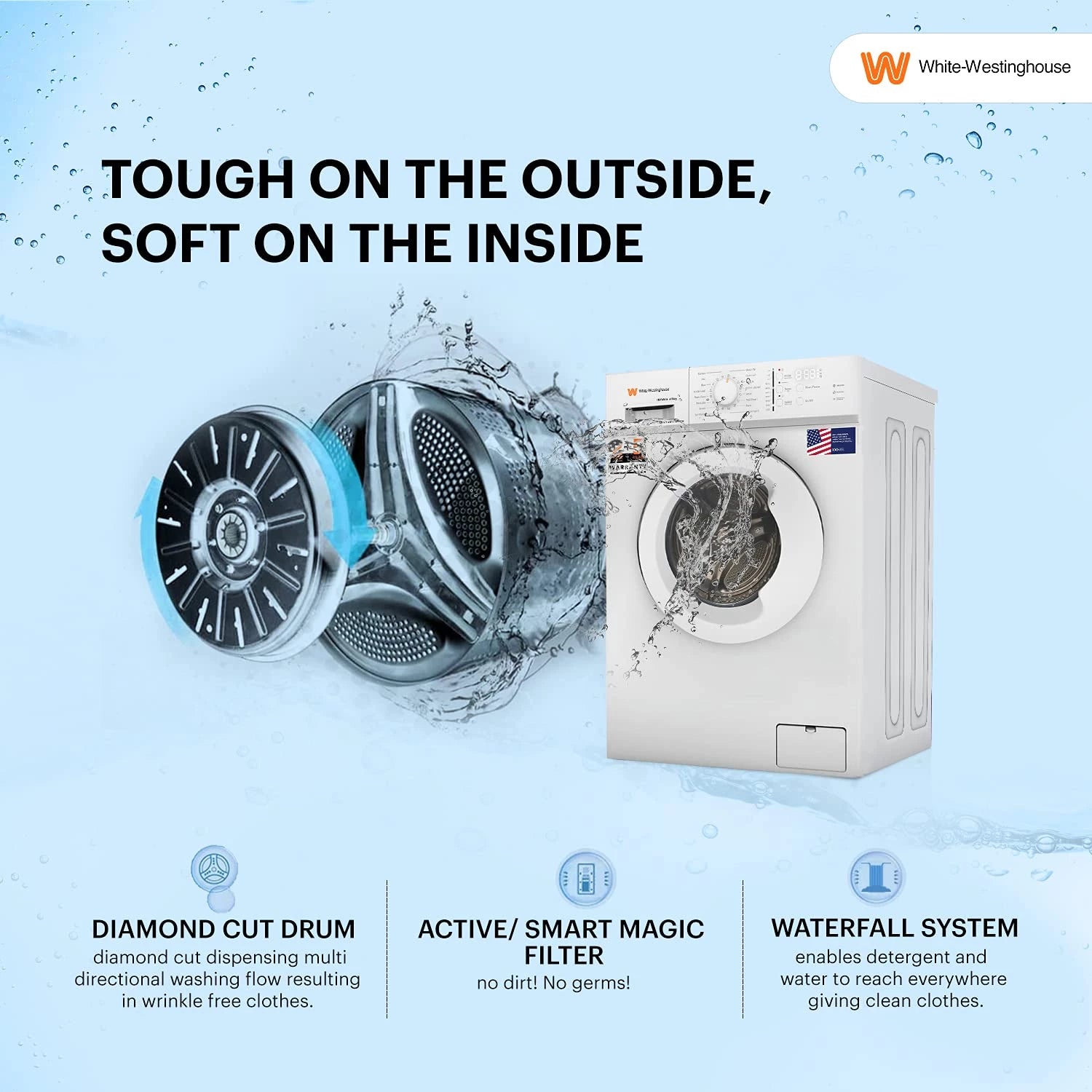 White Westinghouse Washing Machine HDF8500 8.5kg Ultra Smart Dry Fully-Automatic with In-Built Heater