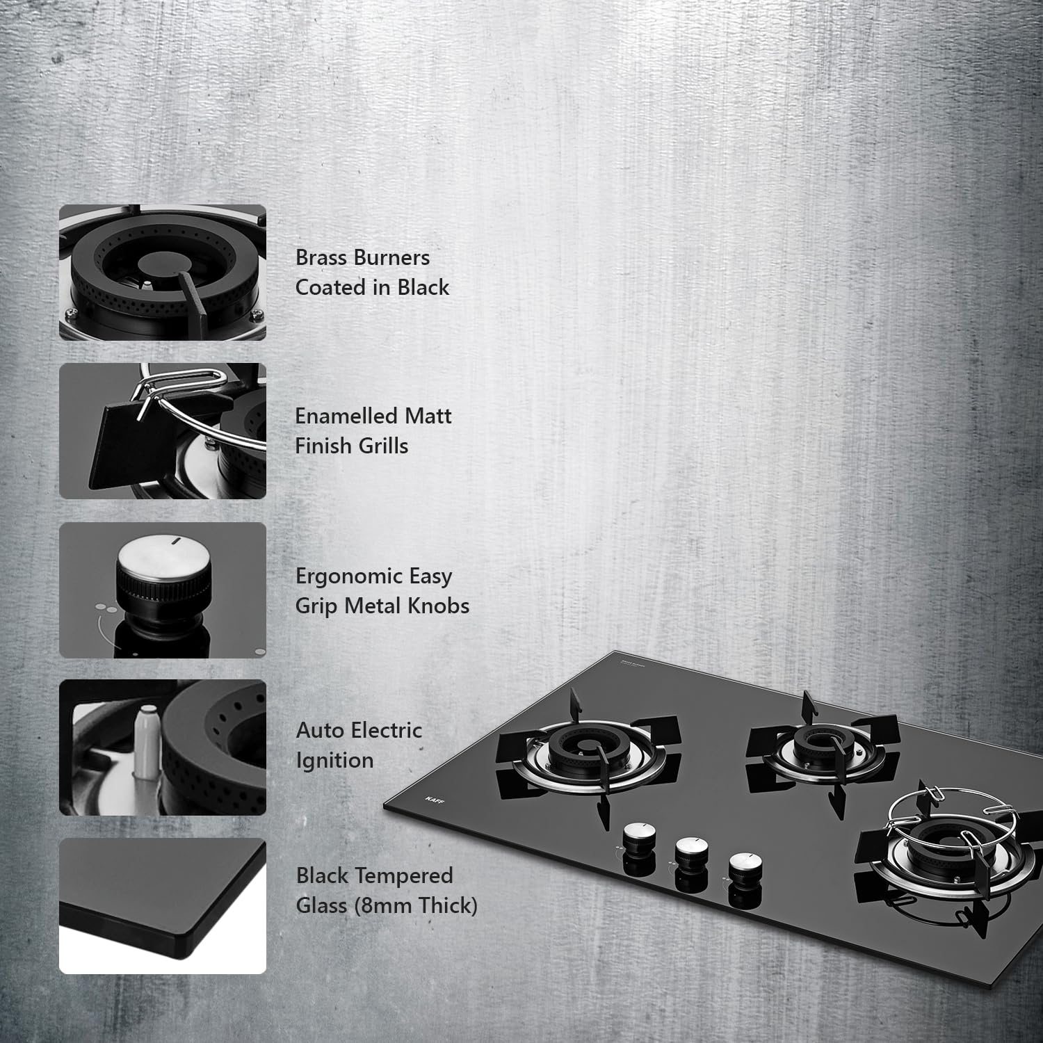 KAFF ALNF 783 78cm Built-in Hob: 3 High-Efficiency Brass Burners
