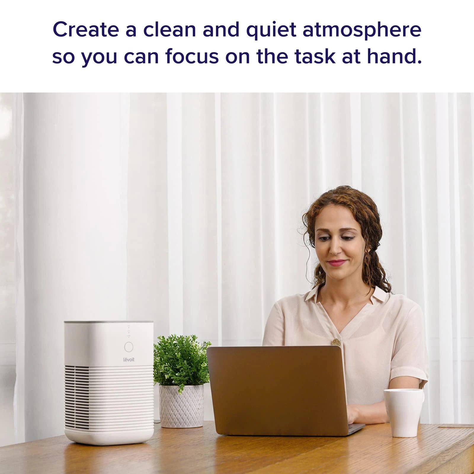 LEVOIT CA Bedroom Air Purifier, Dual H13 HEPA Filter, 99.97% Dust Mold Pollen, Pet Dander, Desktop Cleaner, Aromatherapy, 100% Ozone-Free, White