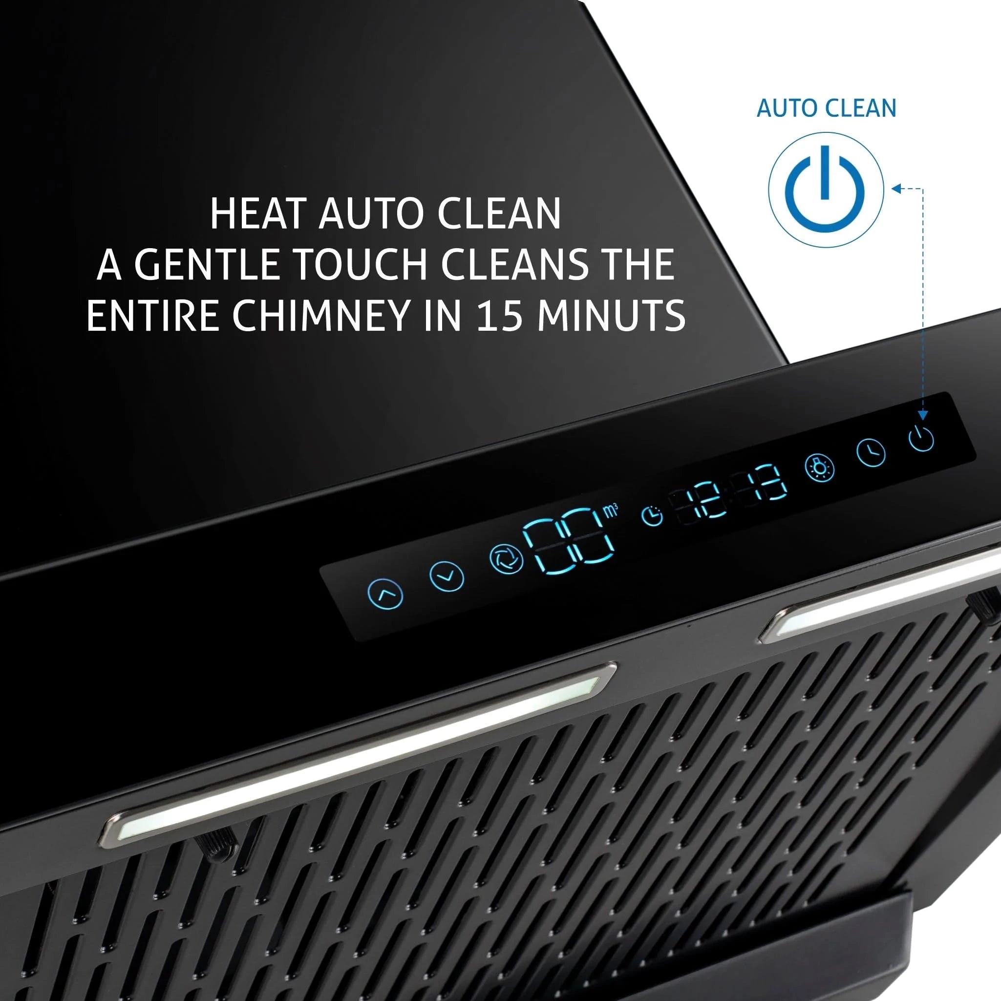 Glen Auto Clean Filterless Chimney with 1 Year on product & 12 Year on motor, Inverter Technology, BLDC Motor 1400 m3/h - Black (6053 BL BLDC AC) (60cm)