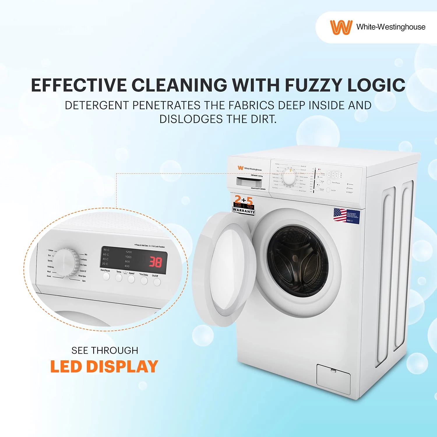 White Westinghouse Washing Machine HDF8500 8.5kg Ultra Smart Dry Fully-Automatic with In-Built Heater