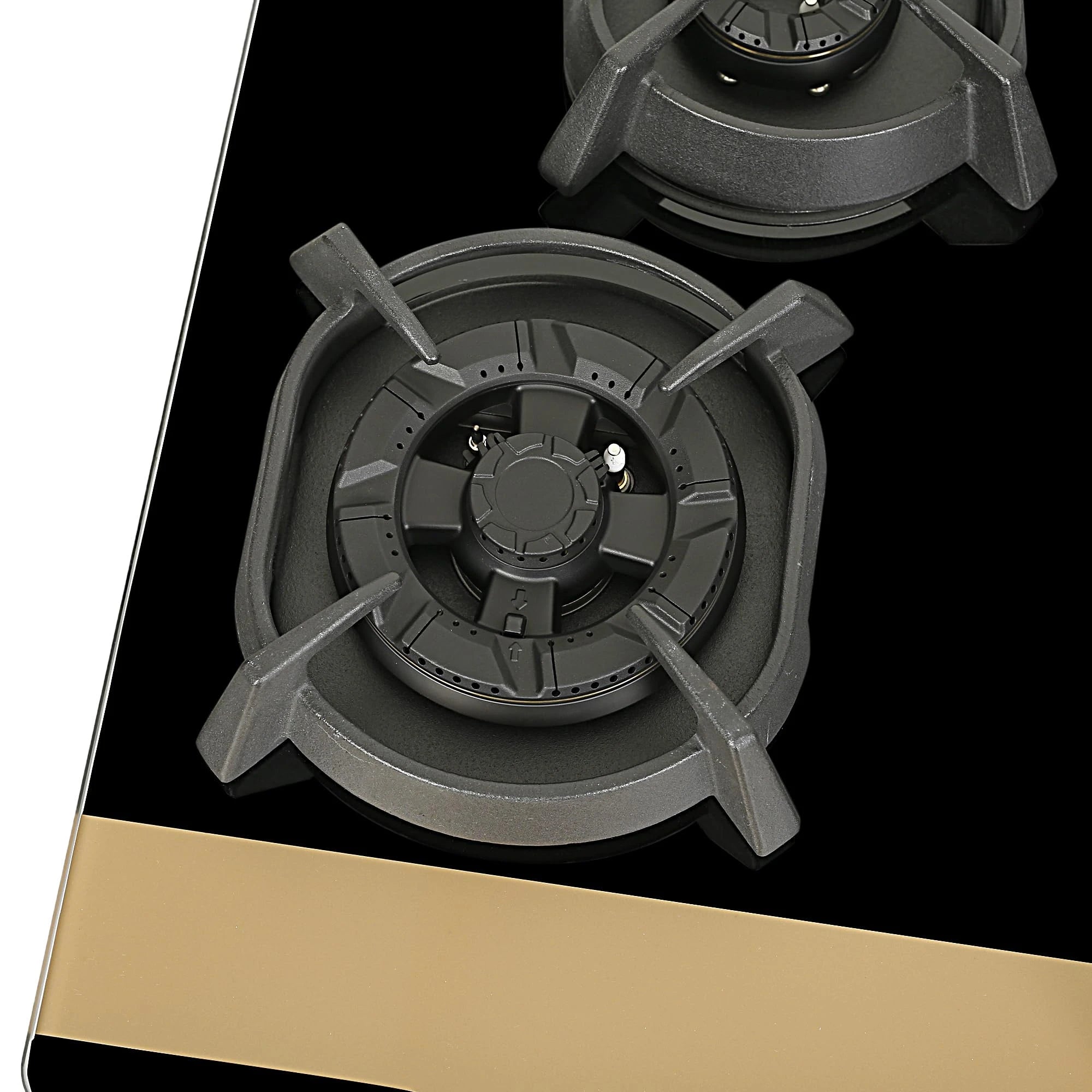 Faber 70cm 4Burner Gas Hob | Flame Failure Device | Cast Iron Pan Support | Metal Knobs | Dual Flame Burner | 8mm Toughened Black Glass | Versatile Hob/Cooktop | Hob Utopia Pro HT 704 BR CI