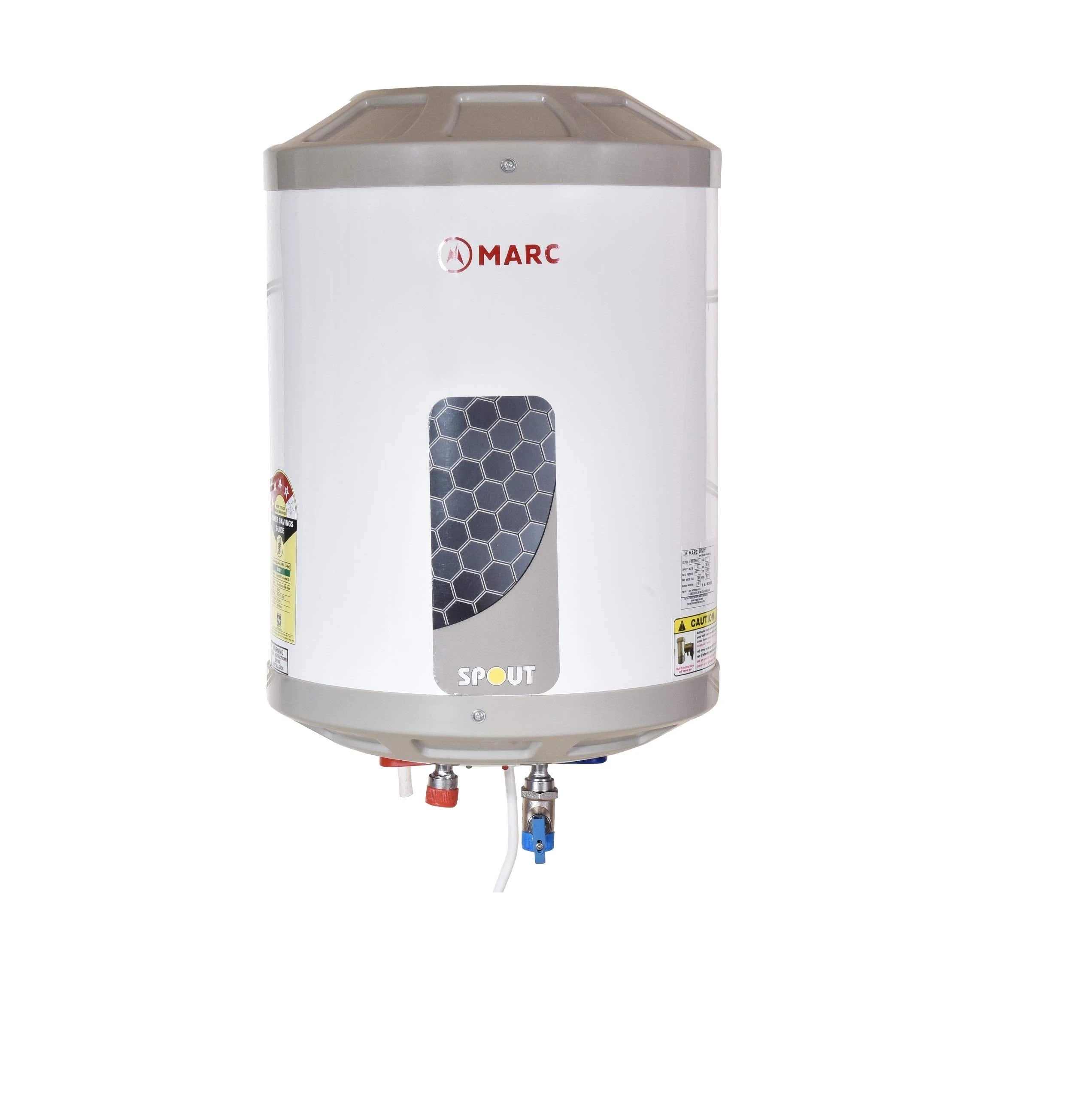 MARC SPOUT 15L Storage Water Geyser: 2 KW : SS Tank : 4 Star Ratings: 8 BAR : ISI : 5 Years Warranty on Tank : Capillary Thermostat, grey, medium