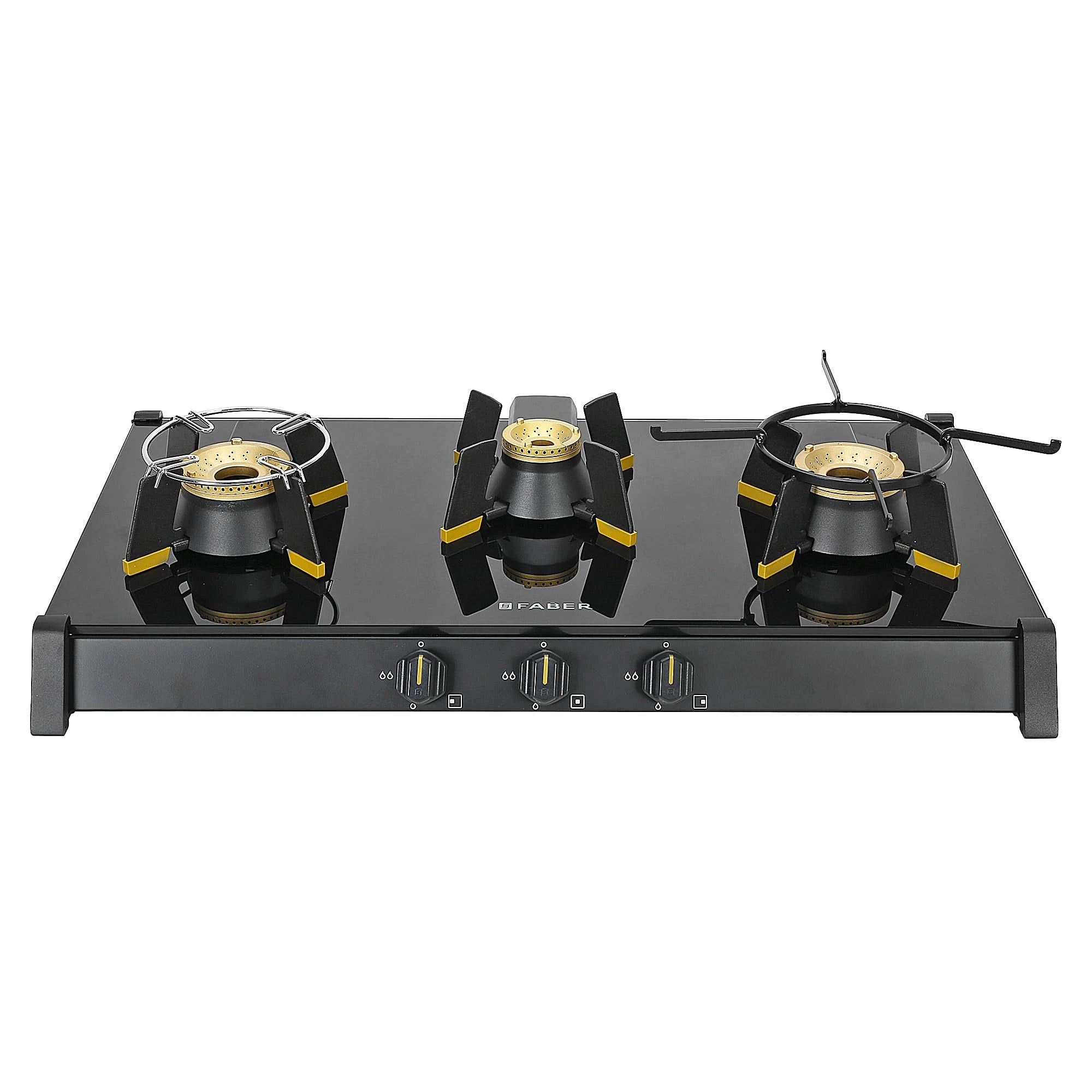 Faber Liftable Burners Freestanding Cooktop | Genius 753 AI BK | 75cm Width | Brass Burners | Manual Ignition | ABS Knobs | Pan Support | 2 Yrs Comprehensive,5 Yrs Valve & Burners,7 Yrs on Glass