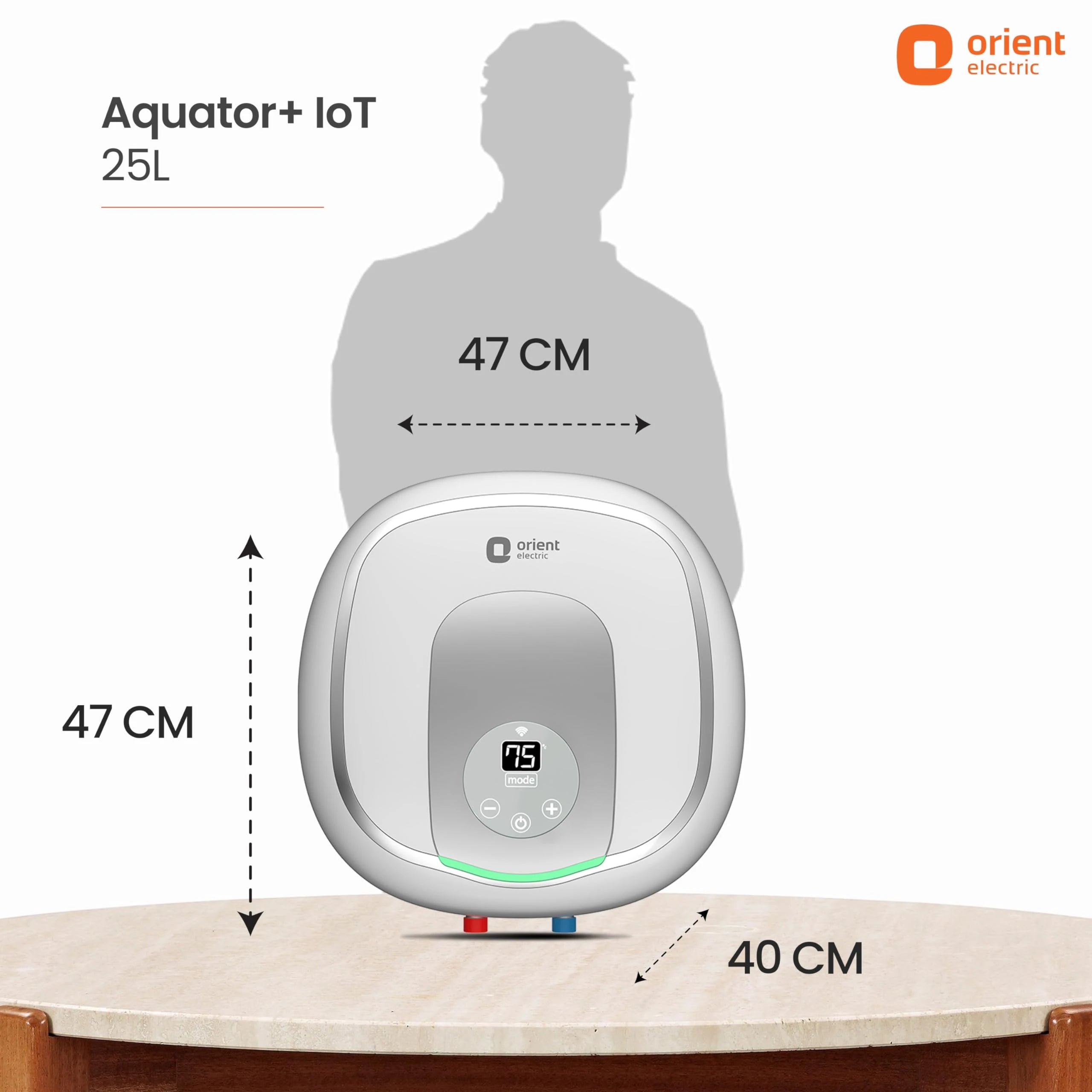 Orient Aquator+ 25L Iot Water Heater|Smart Energy Saving|5 Star Rating|8 Bar Pressure|High-Rise Compatible