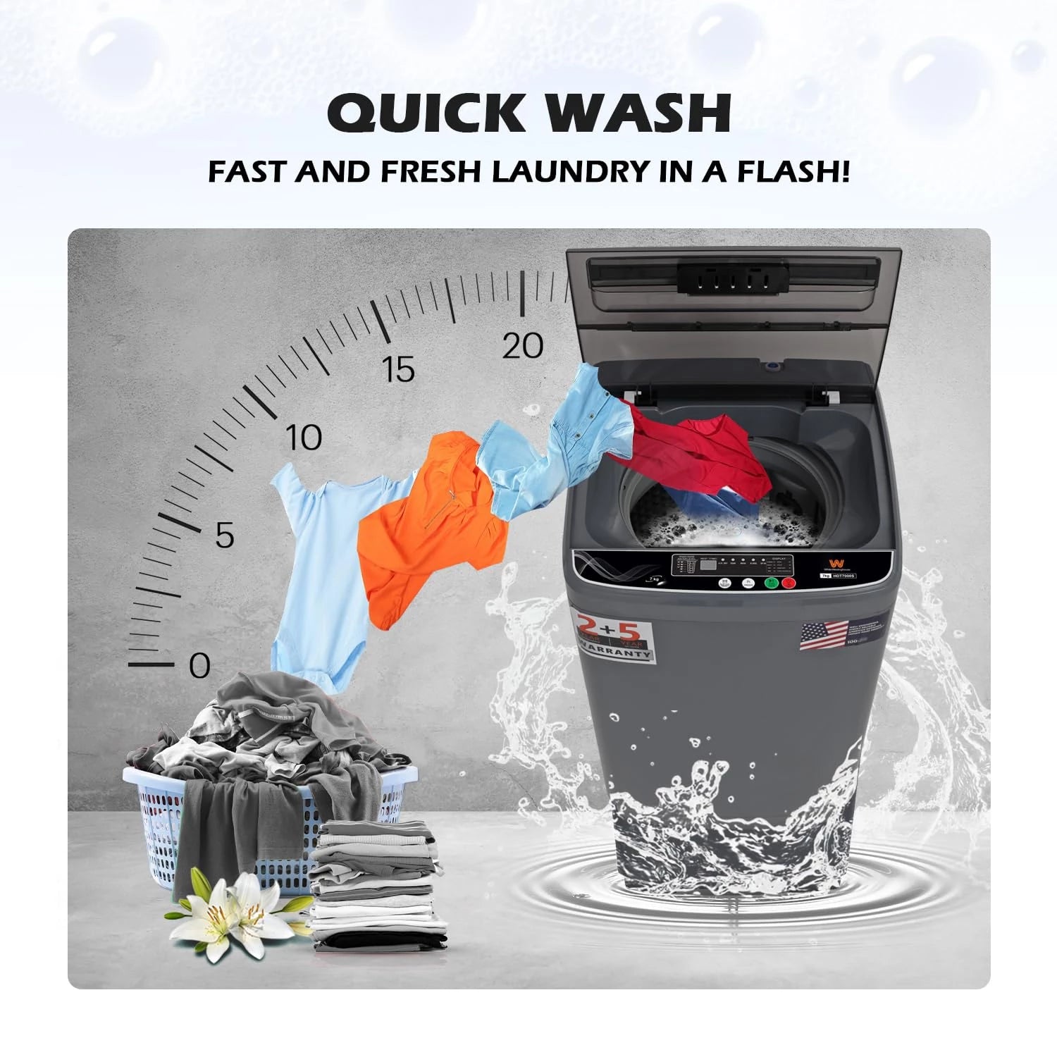 White Westinghouse 7kg Top Load Washing Machine HDT7000S/GREY/2023