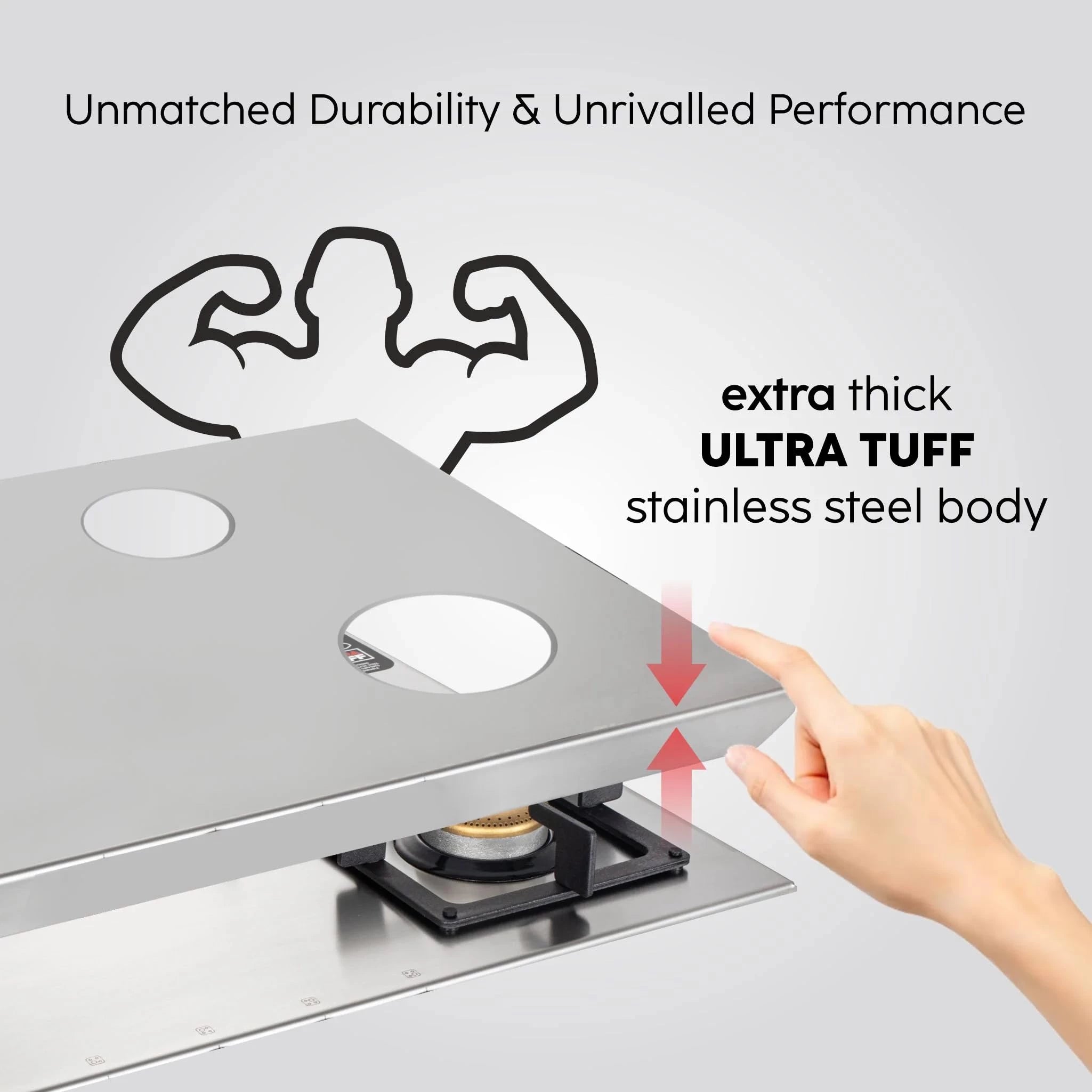 Glen Ultra Tuff 3 Burner Stainless Steel Hob | Auto Ignition | Forged Brass Burners (BH1073XLSQFSUTSSAI)
